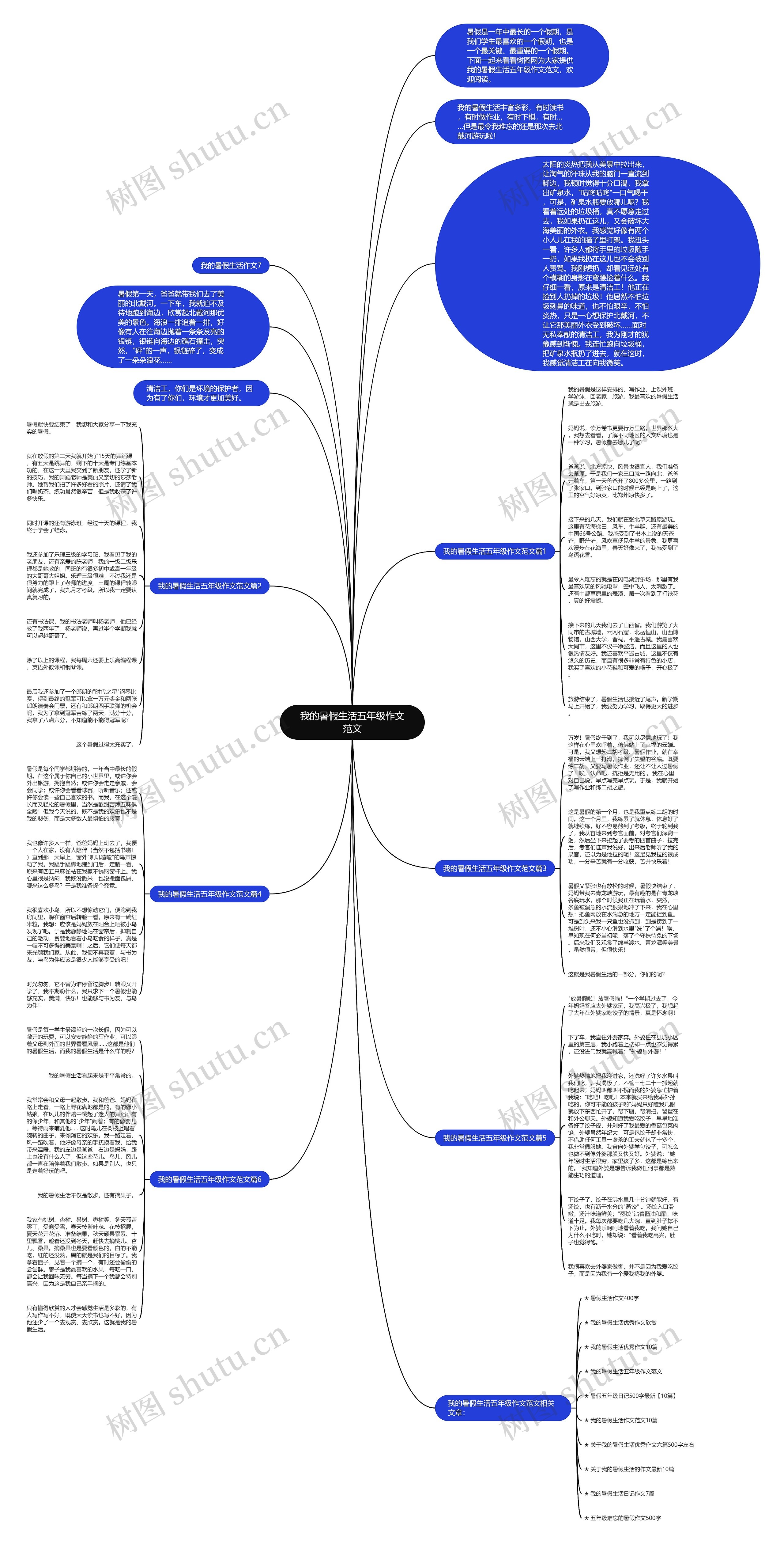 我的暑假生活五年级作文范文思维导图