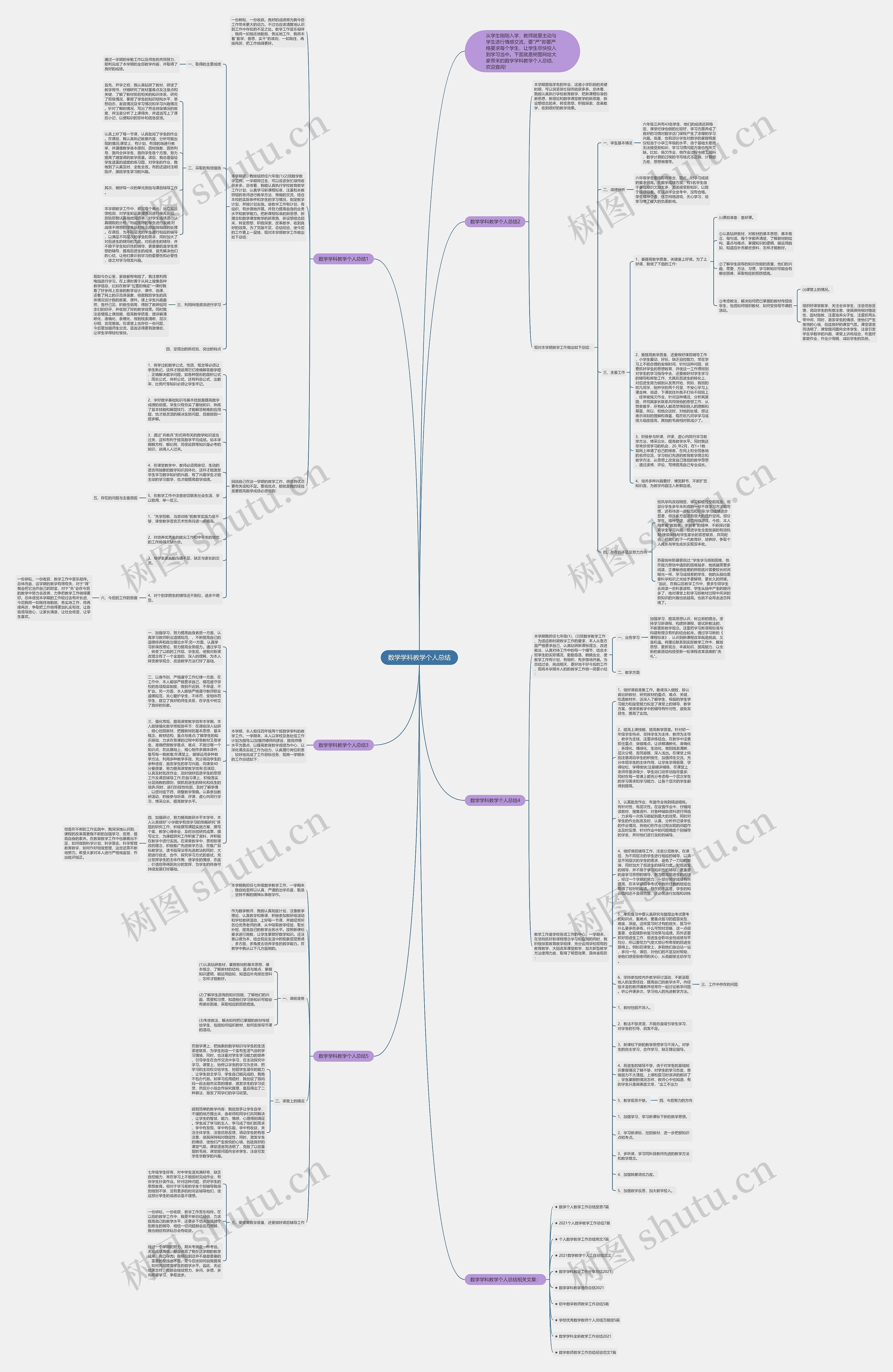 数学学科教学个人总结思维导图