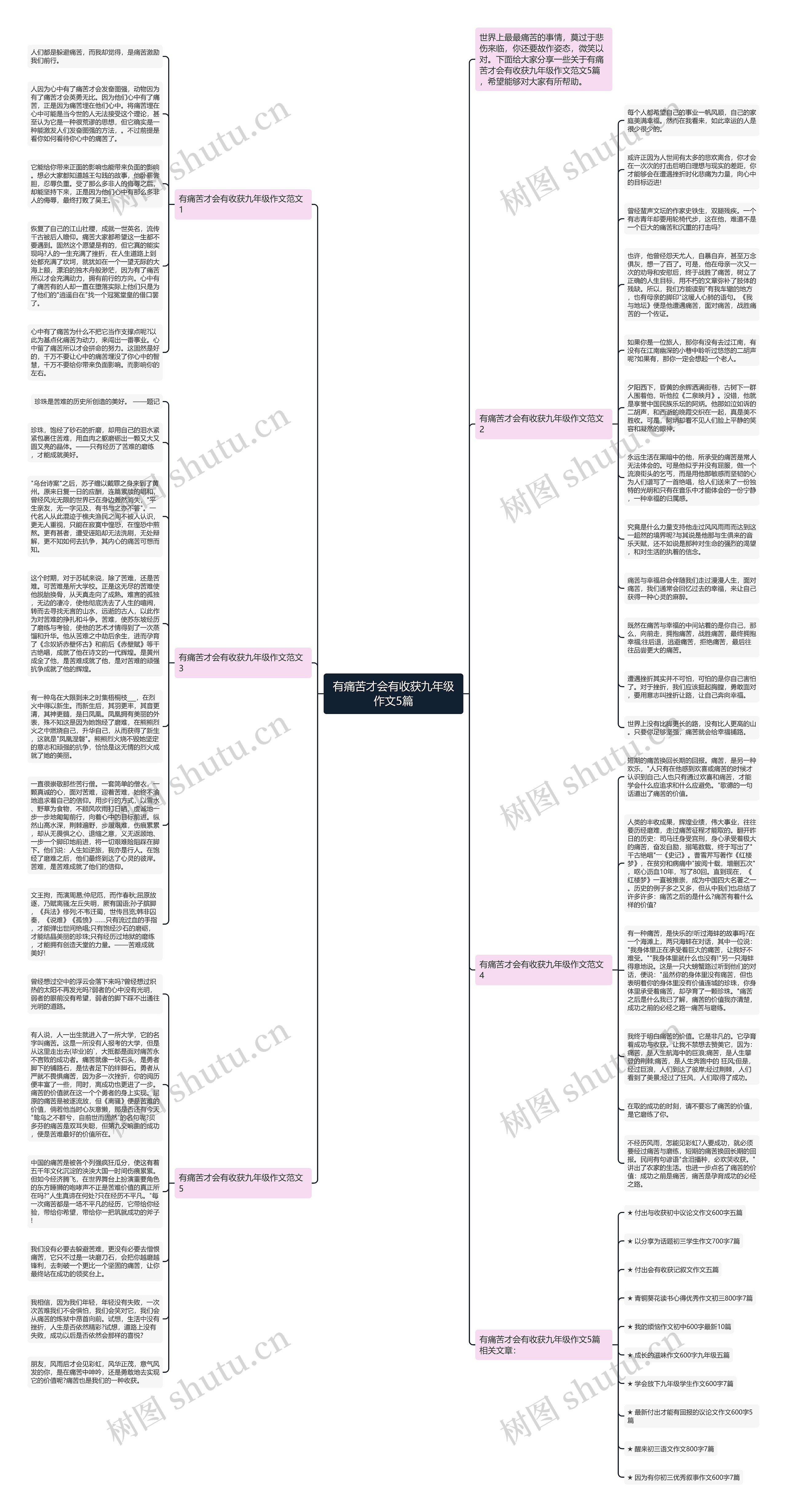 有痛苦才会有收获九年级作文5篇思维导图高清图 有痛苦才会有收获九年级作文5篇思维导图