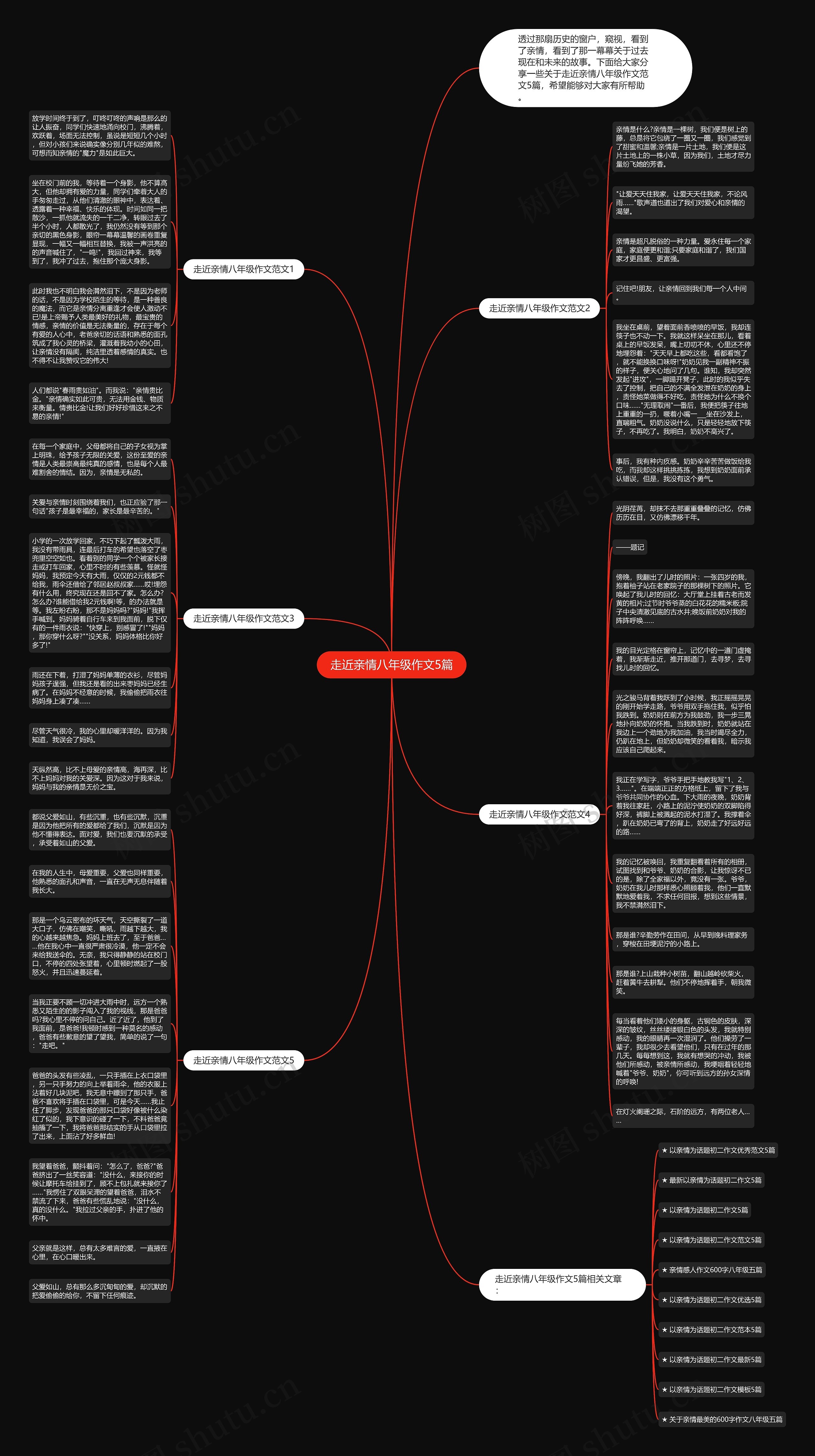 走近亲情八年级作文5篇思维导图