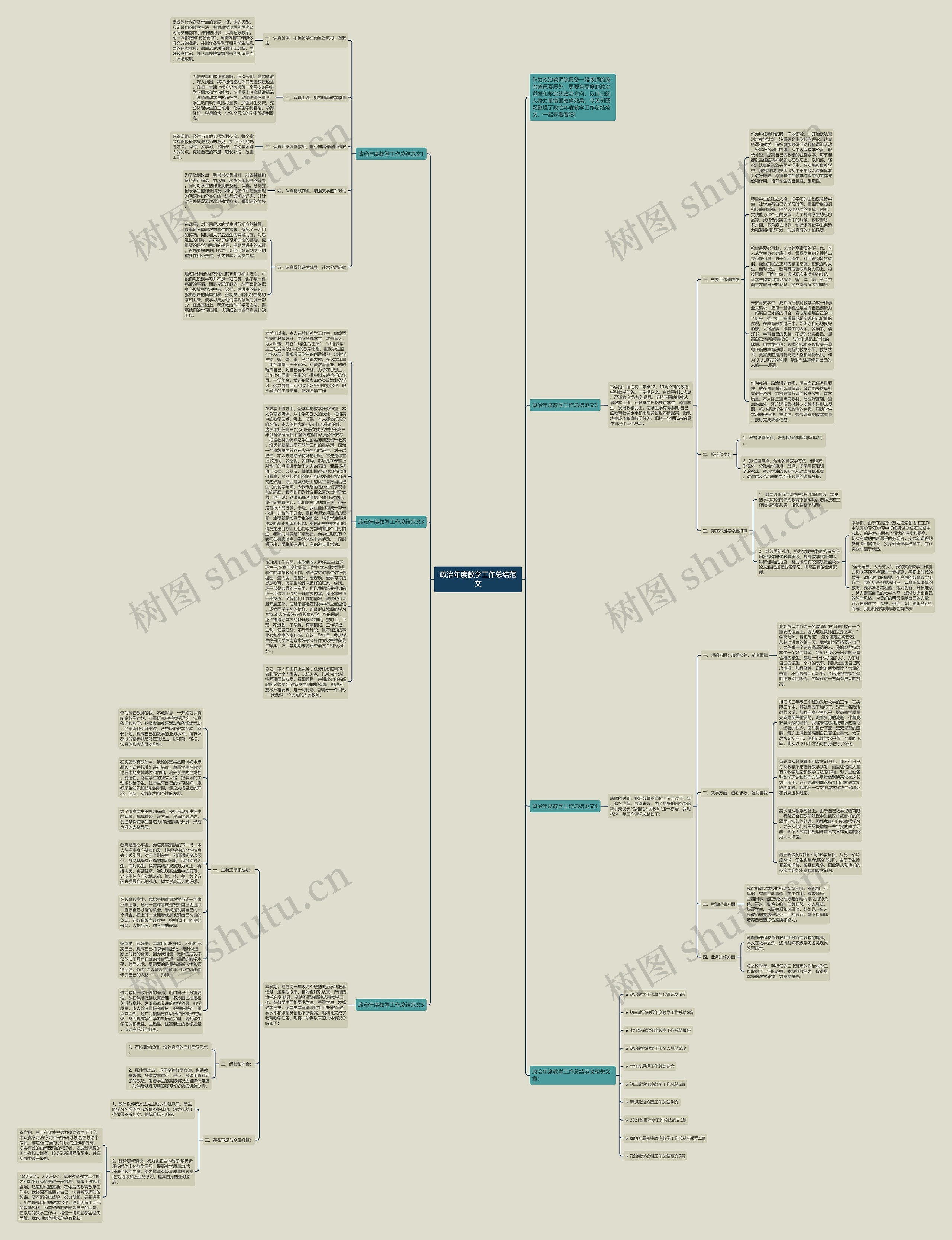 政治年度教学工作总结范文思维导图