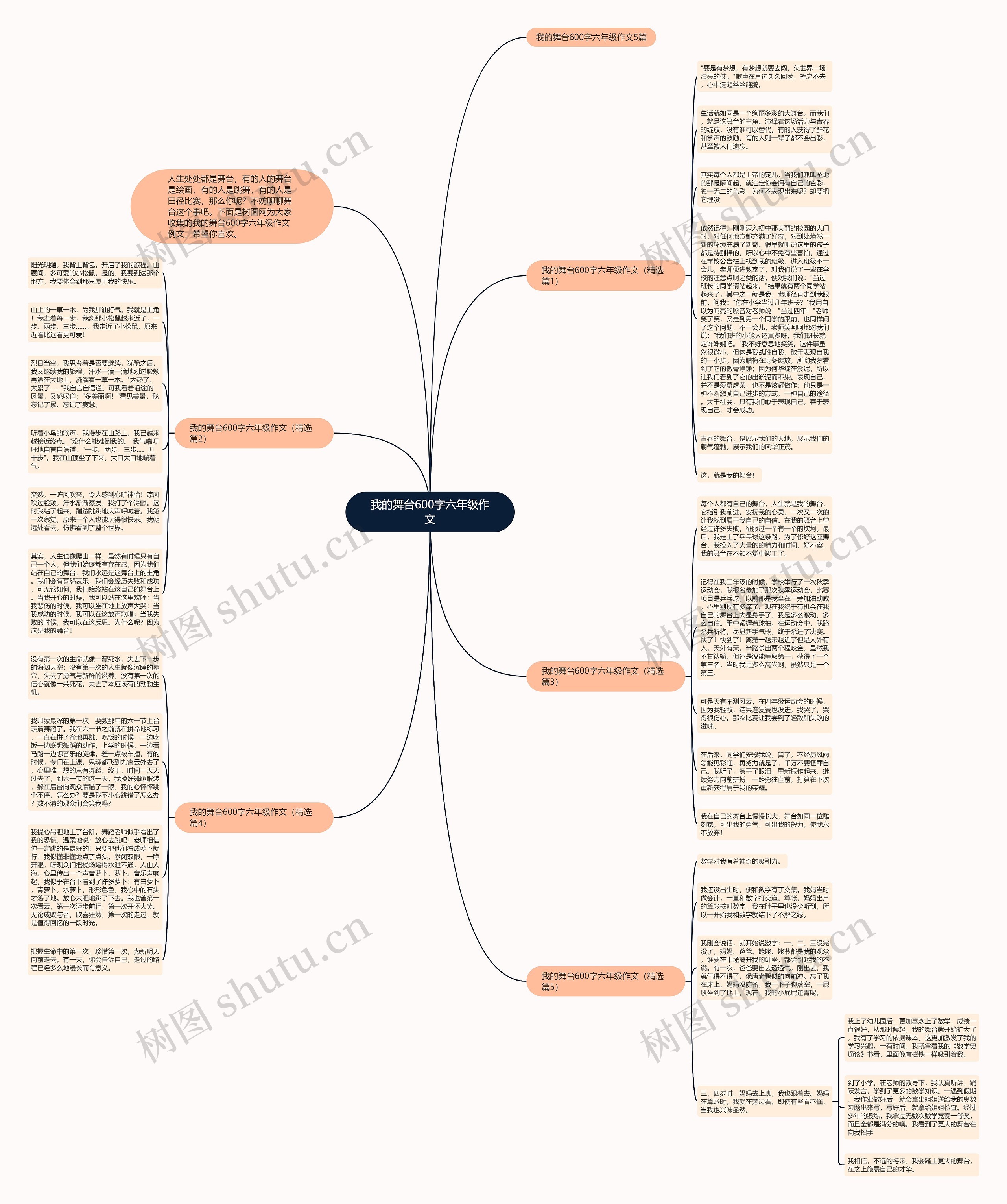 我的舞台600字六年级作文思维导图