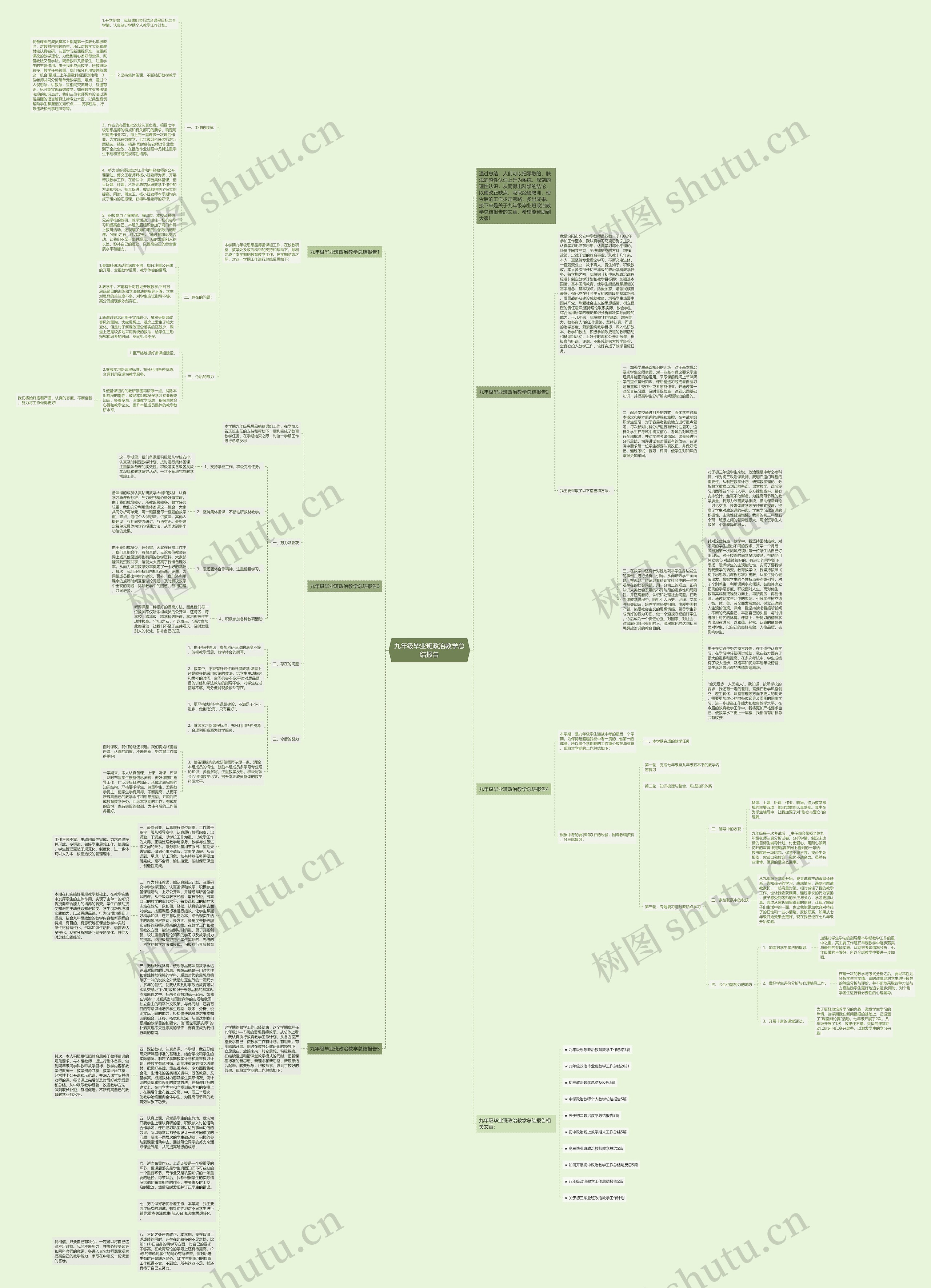 九年级毕业班政治教学总结报告思维导图