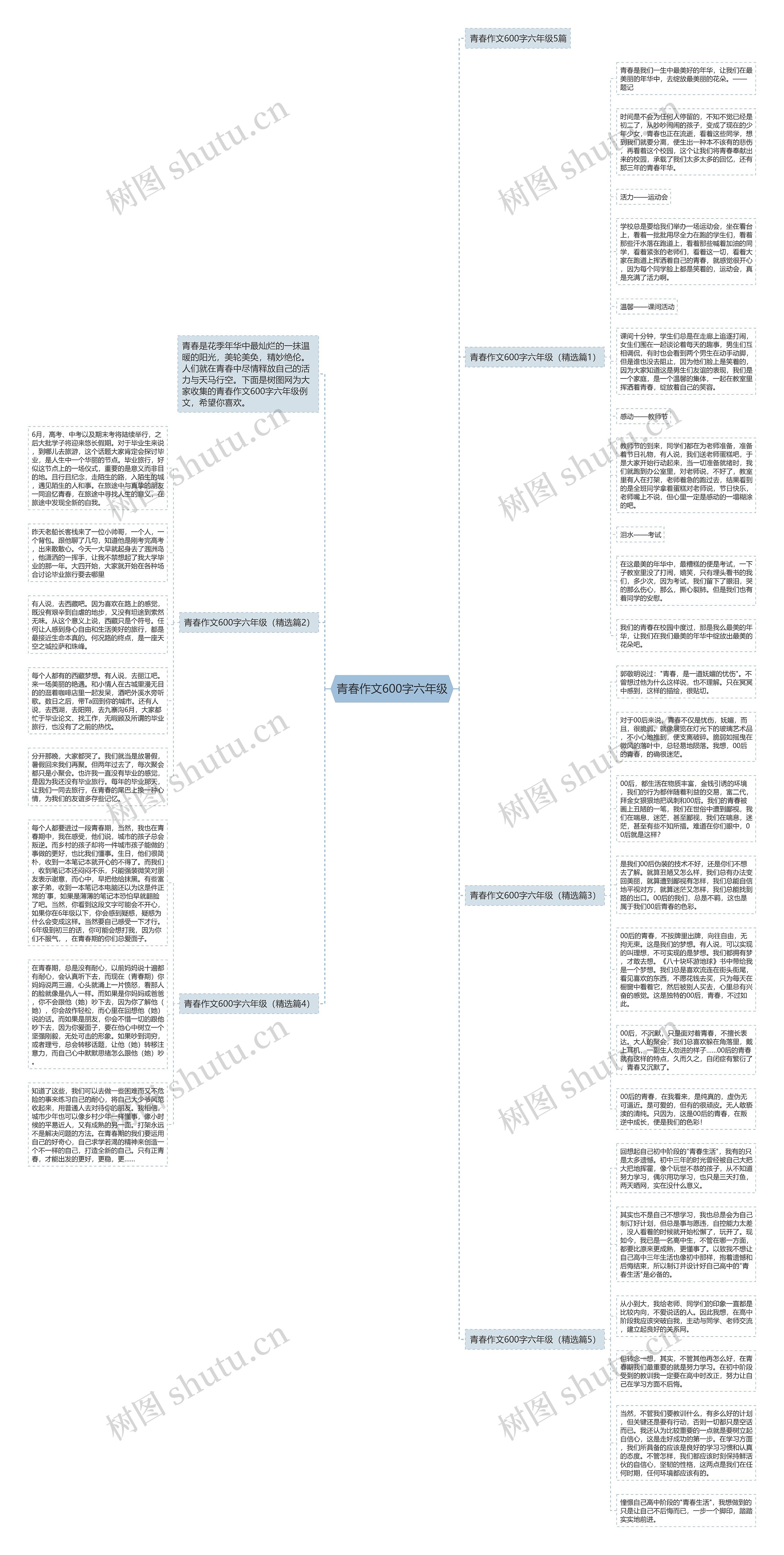 青春作文600字六年级思维导图