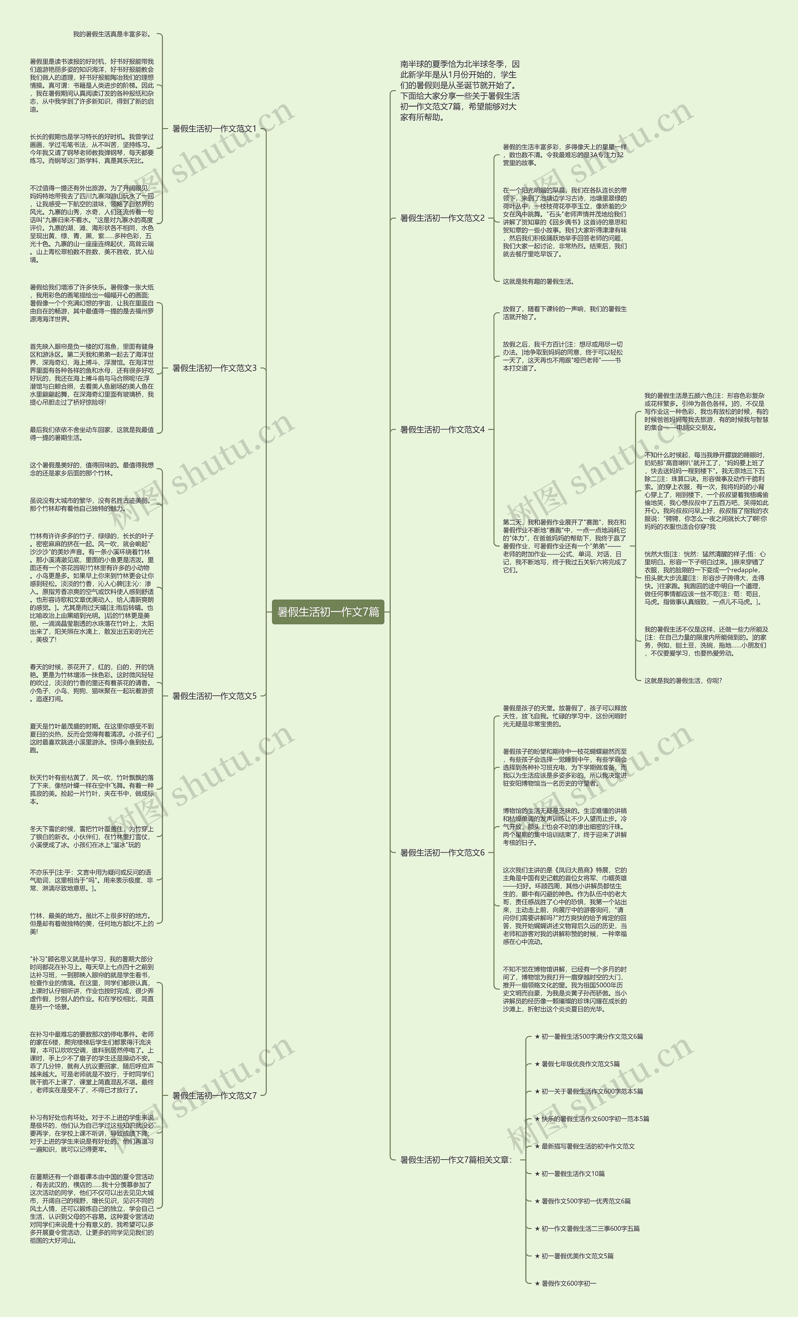 暑假生活初一作文7篇思维导图