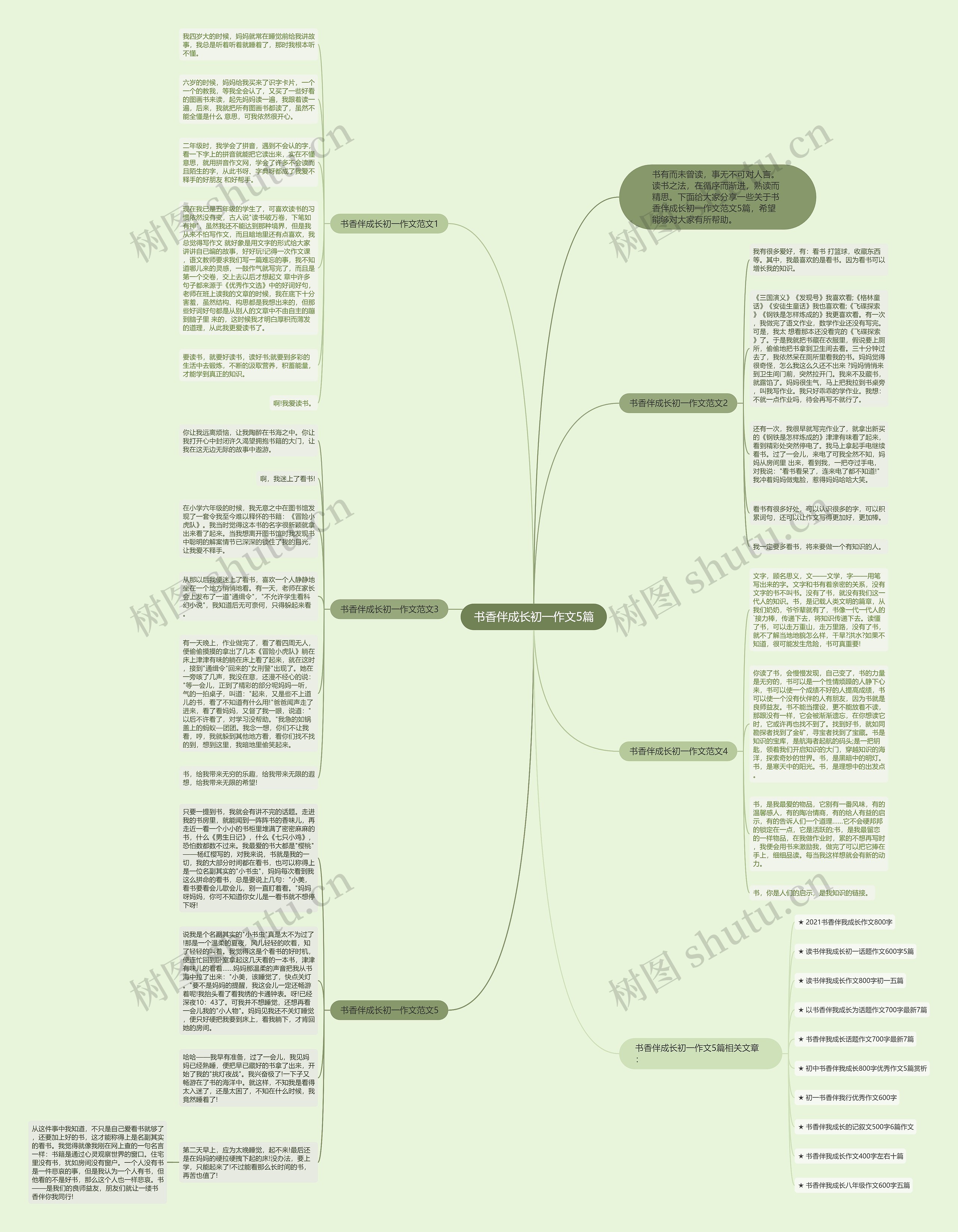 书香伴成长初一作文5篇思维导图