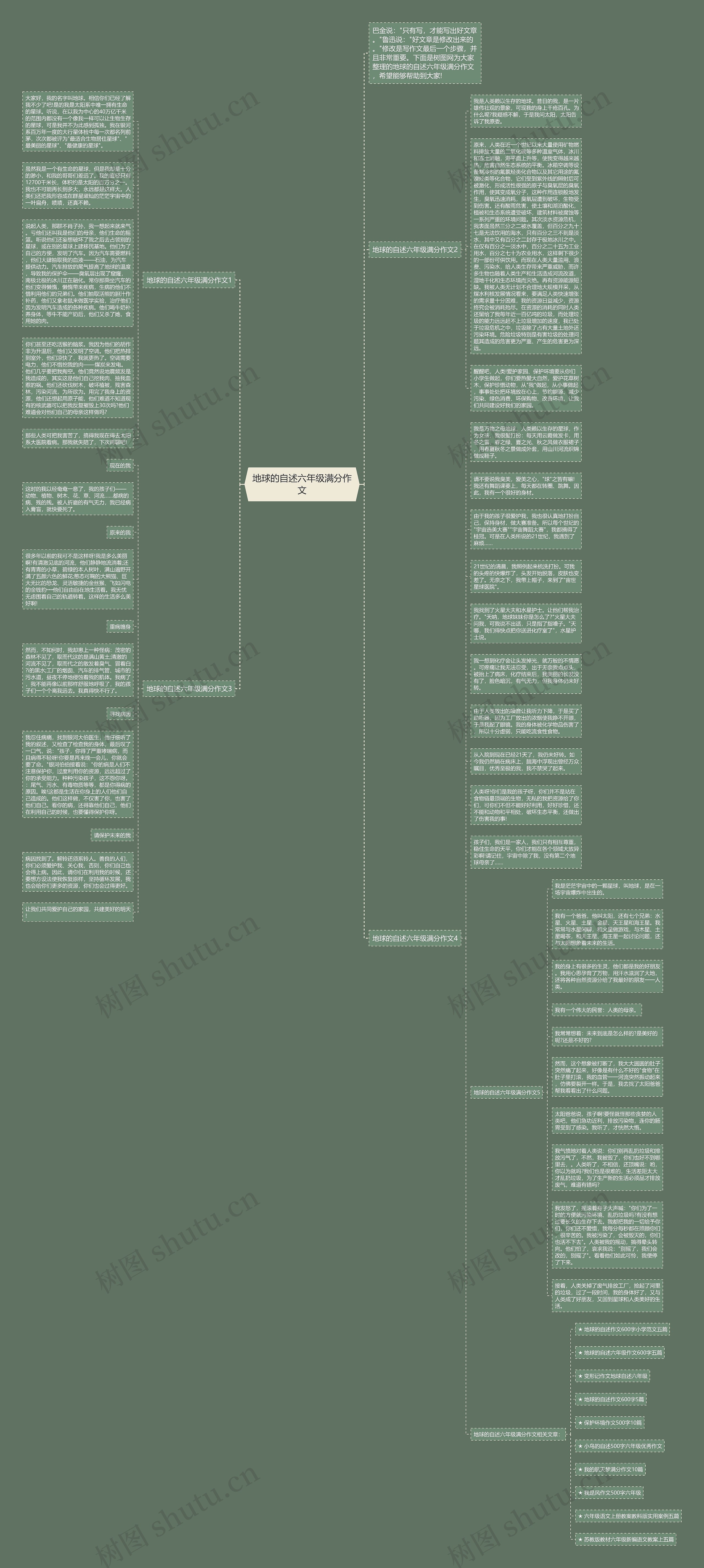 地球的自述六年级满分作文思维导图