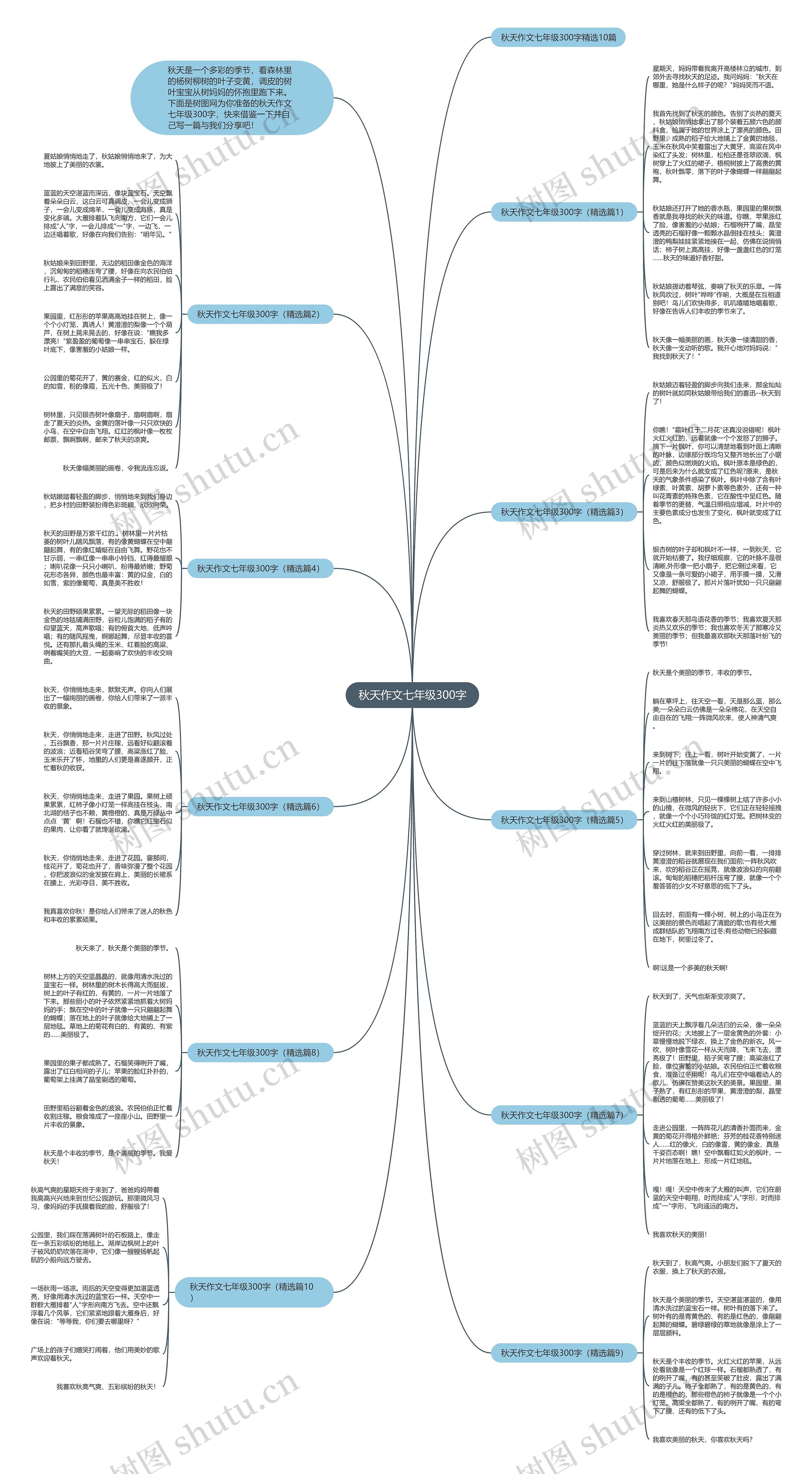 秋天作文七年级300字思维导图