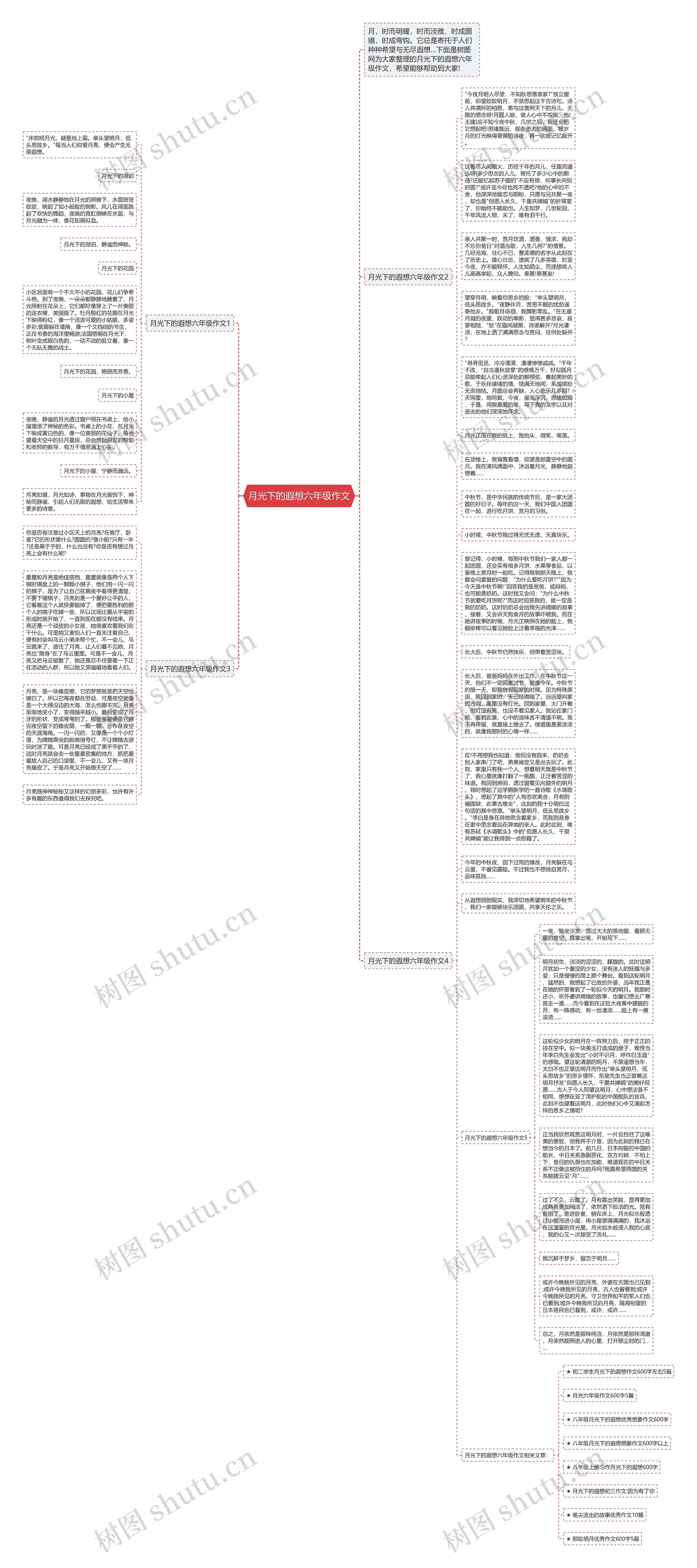 月光下的遐想六年级作文思维导图