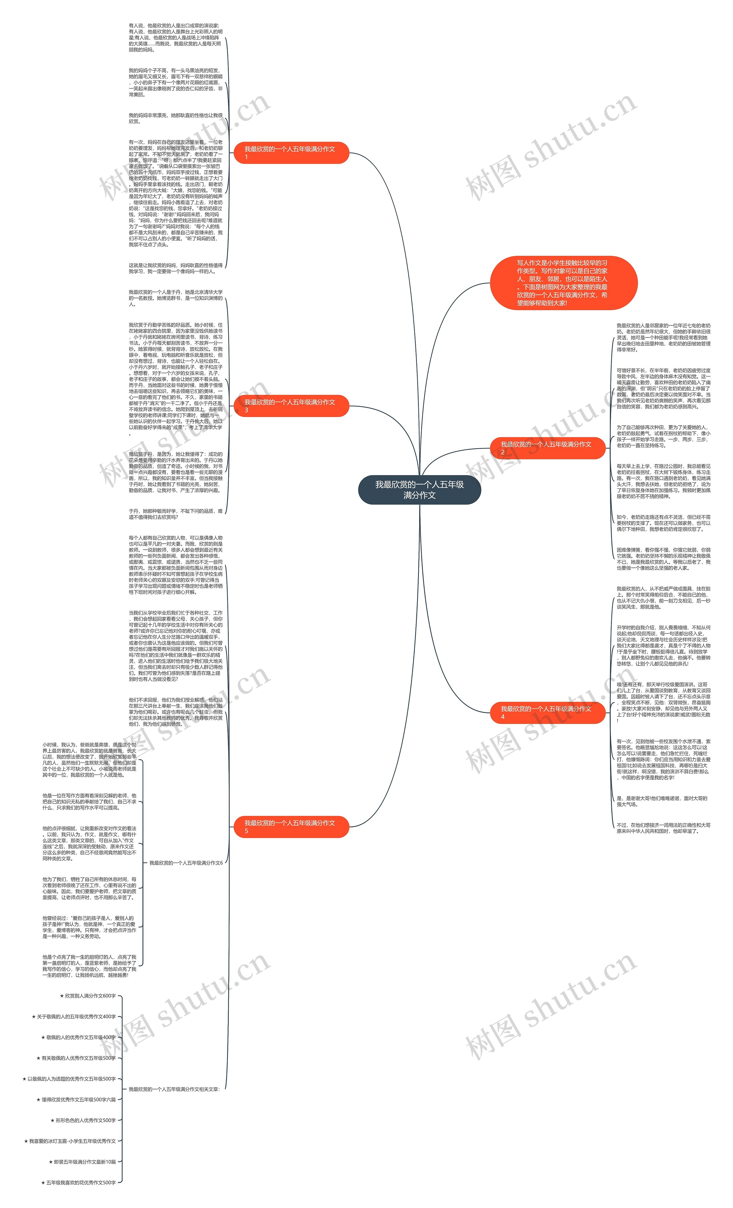 我最欣赏的一个人五年级满分作文思维导图