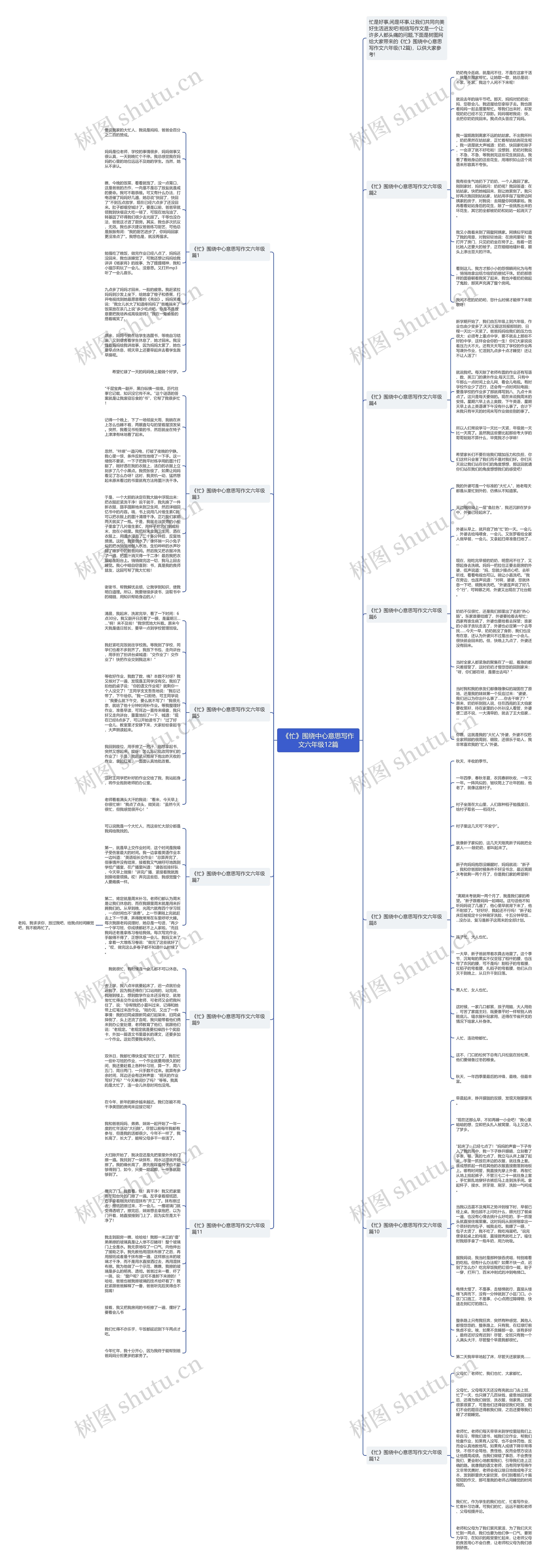 《忙》围绕中心意思写作文六年级12篇思维导图