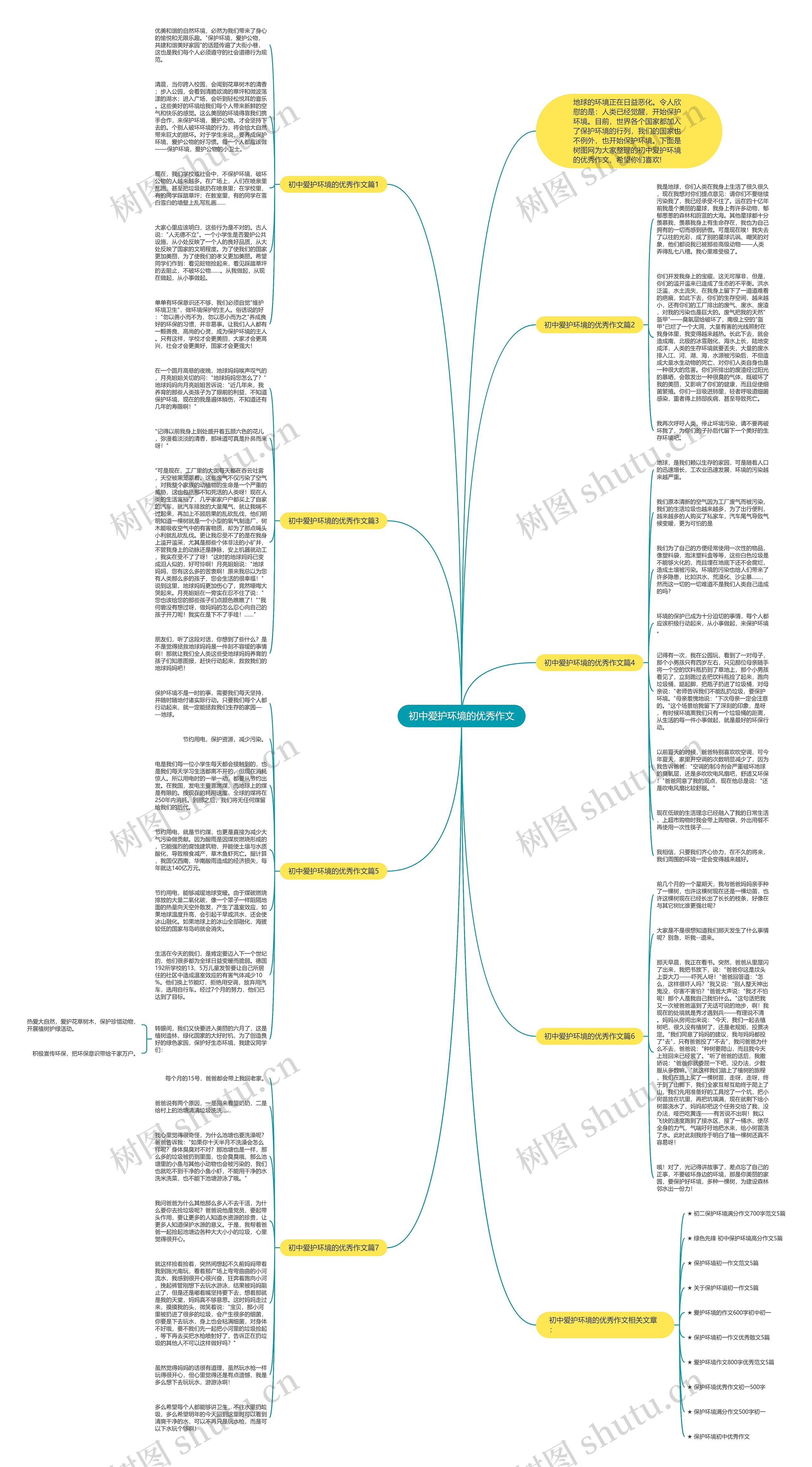 初中爱护环境的优秀作文思维导图