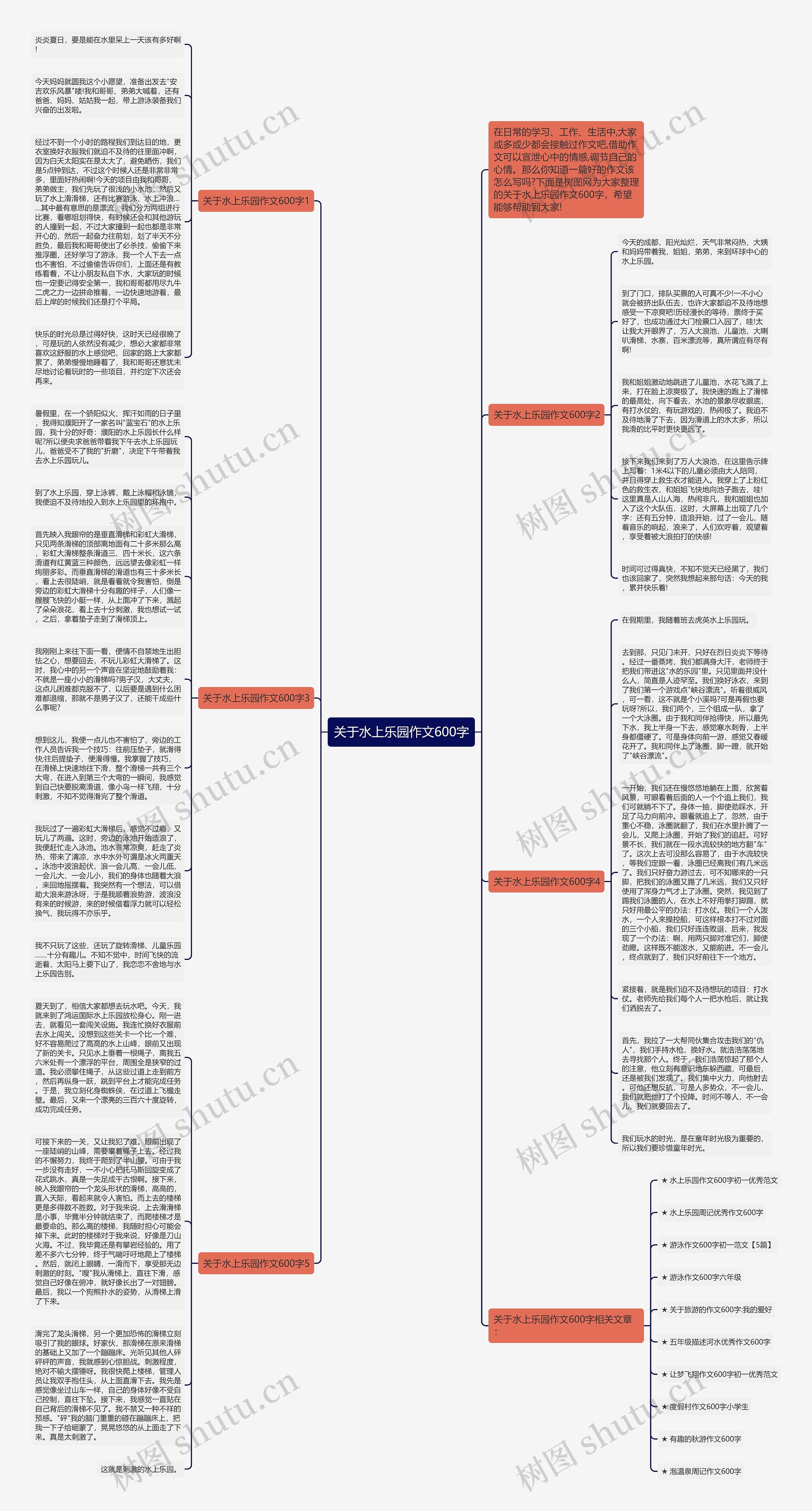 关于水上乐园作文600字思维导图