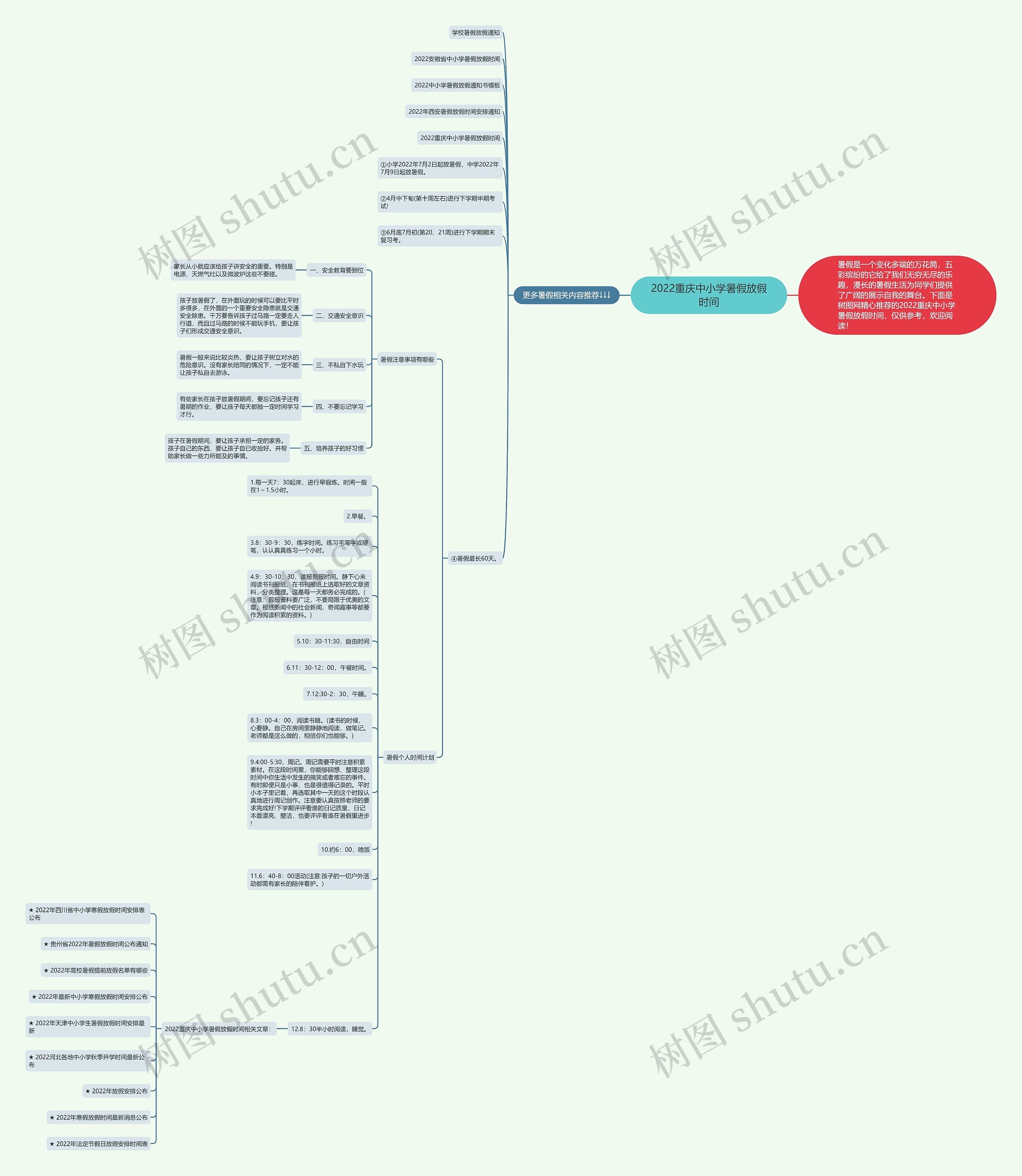 2022重庆中小学暑假放假时间思维导图