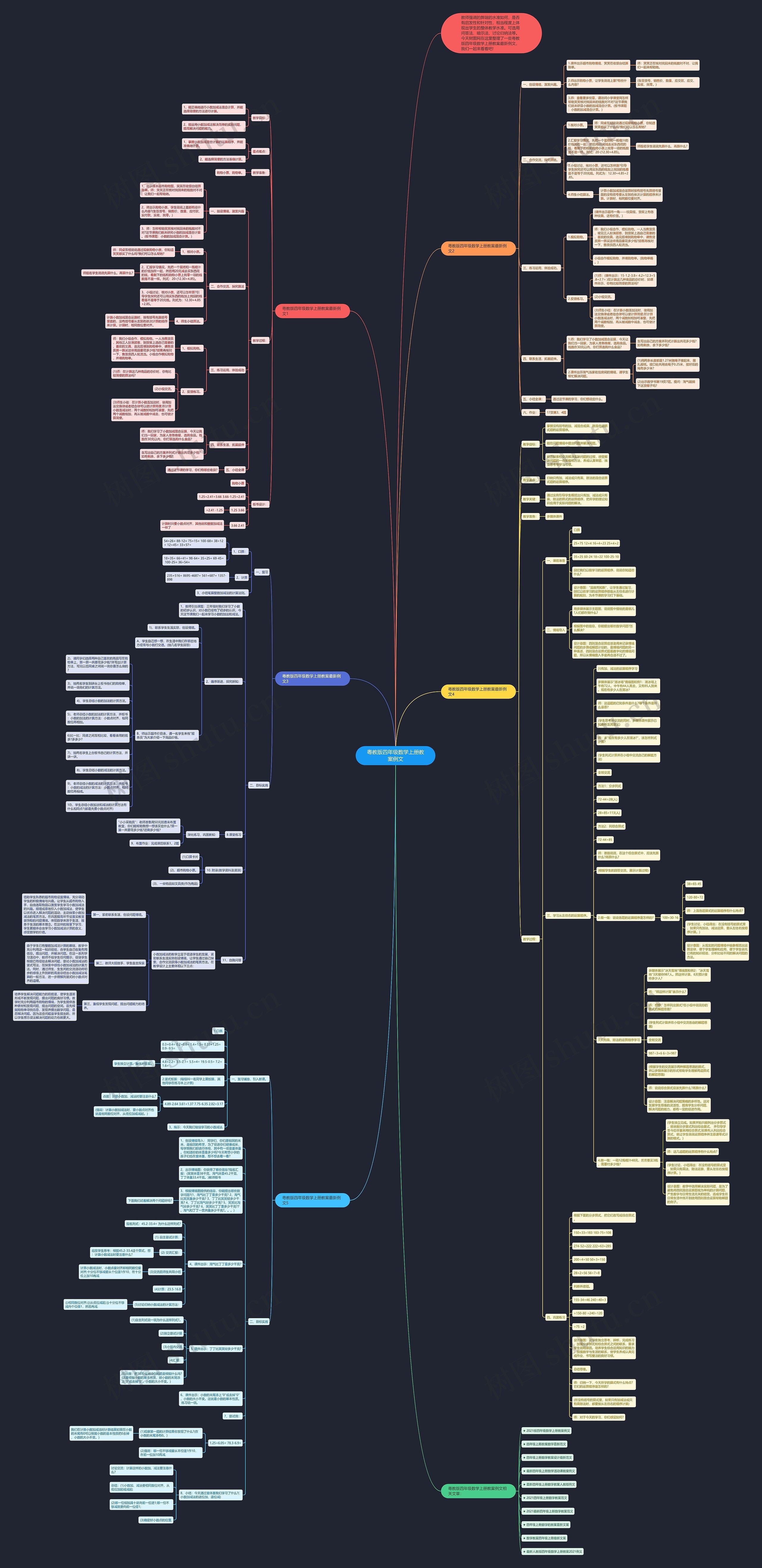 粤教版四年级数学上册教案例文思维导图