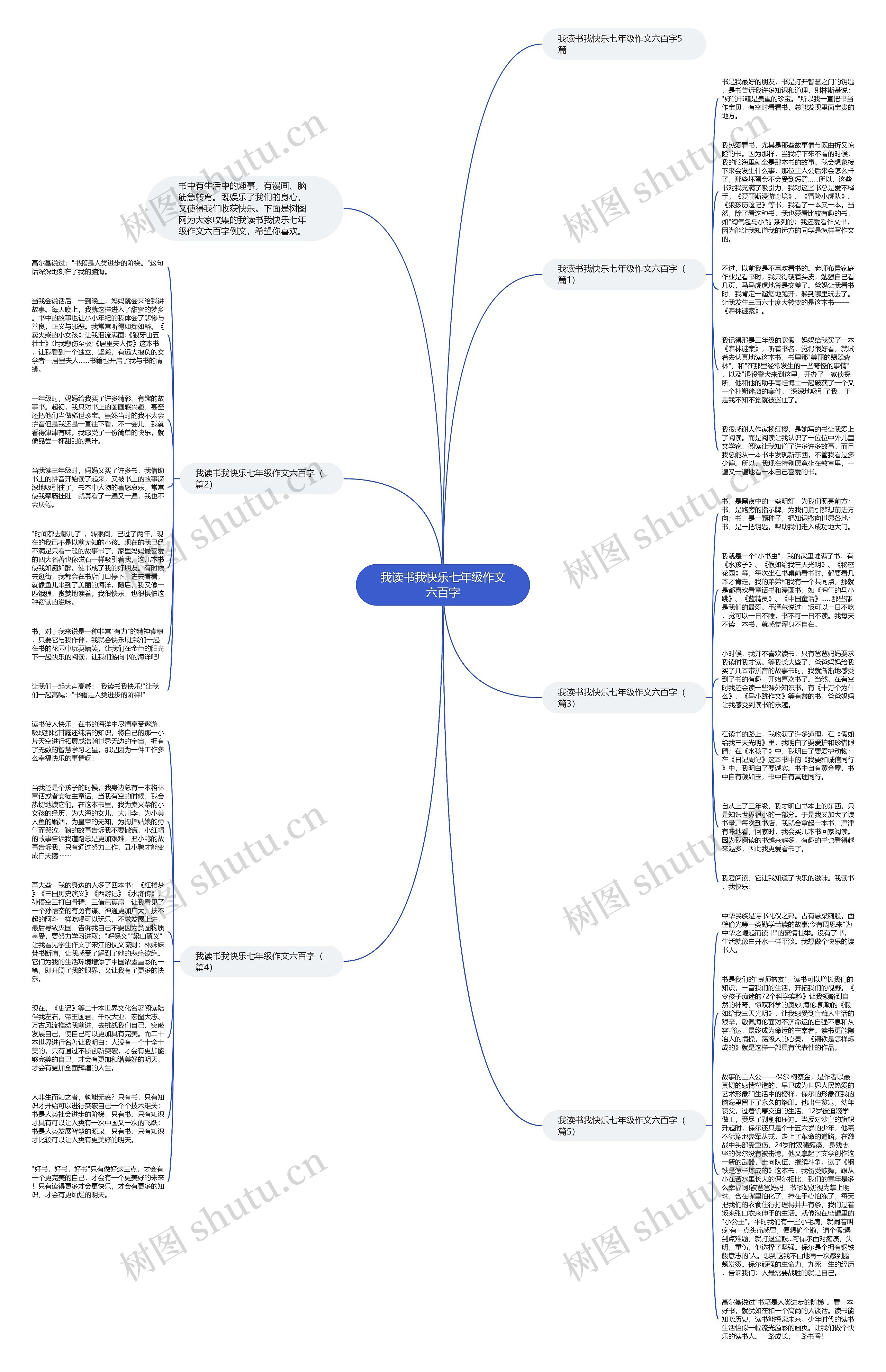 我读书我快乐七年级作文六百字思维导图