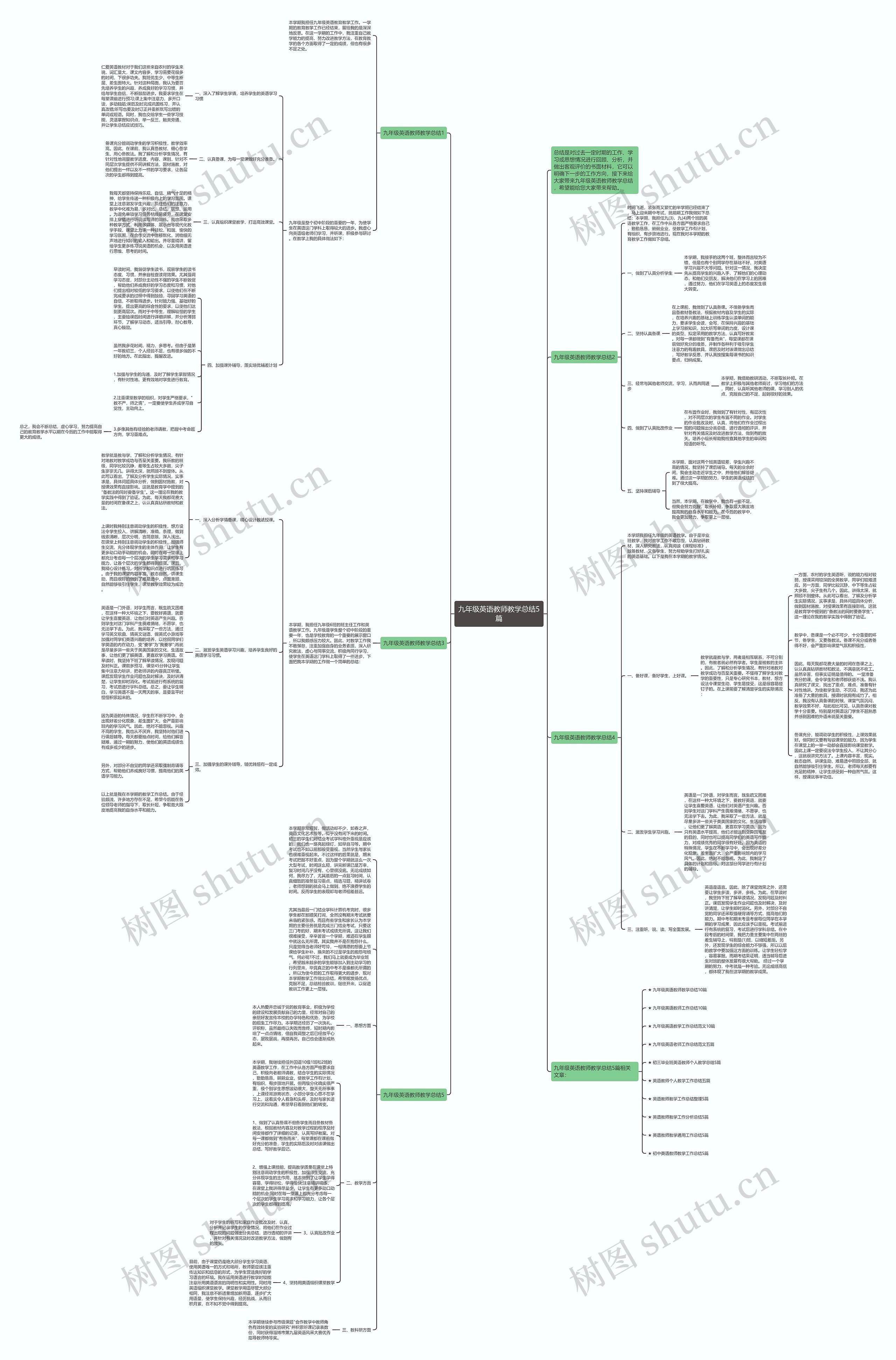 九年级英语教师教学总结5篇思维导图