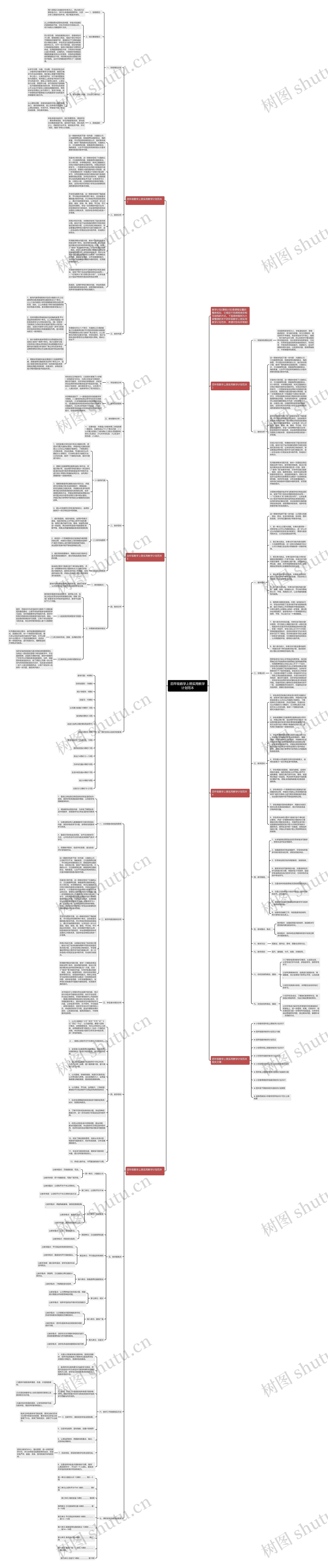 四年级数学上册实用教学计划范本思维导图