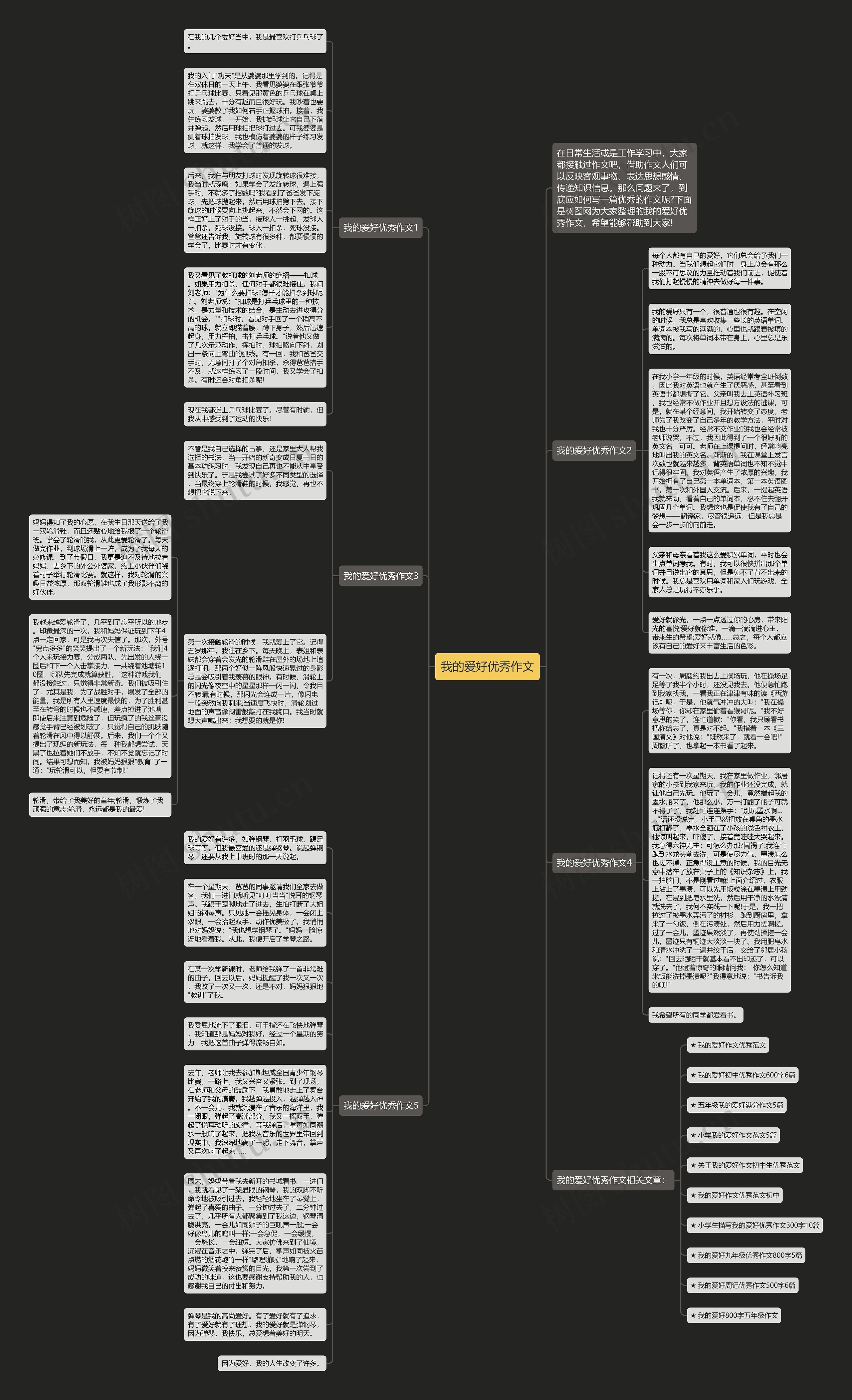 我的爱好优秀作文思维导图