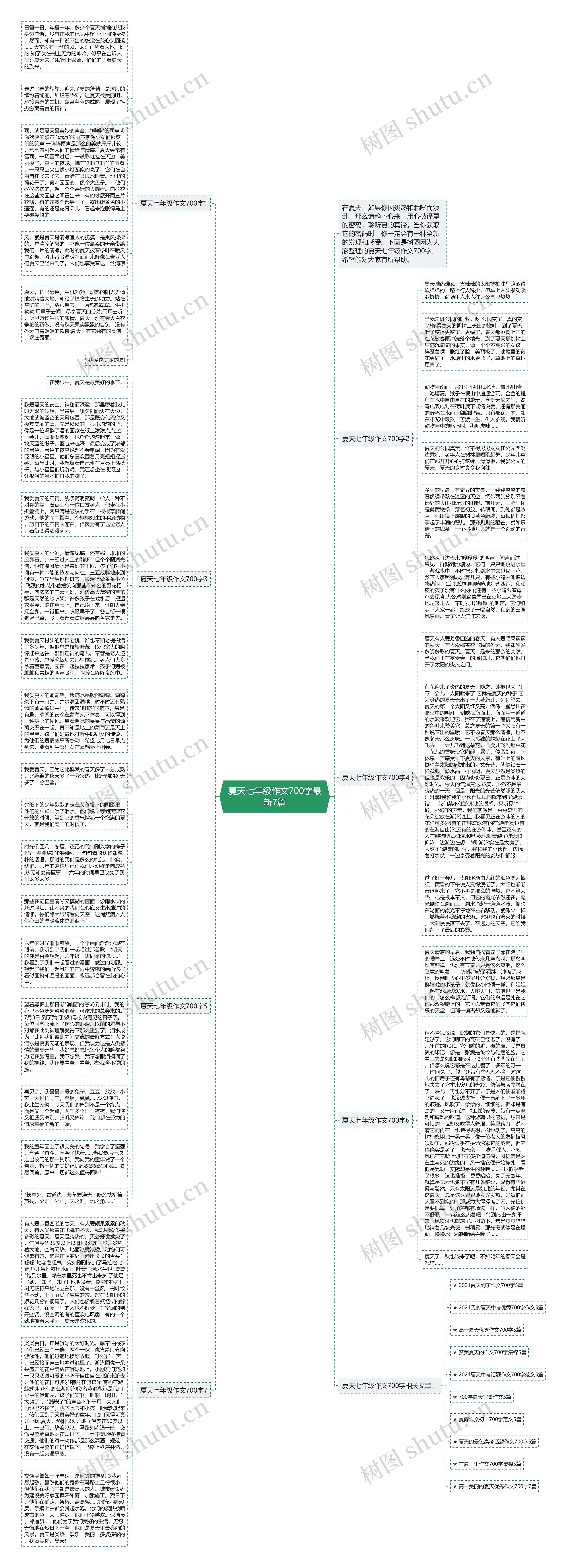 夏天七年级作文700字最新7篇思维导图