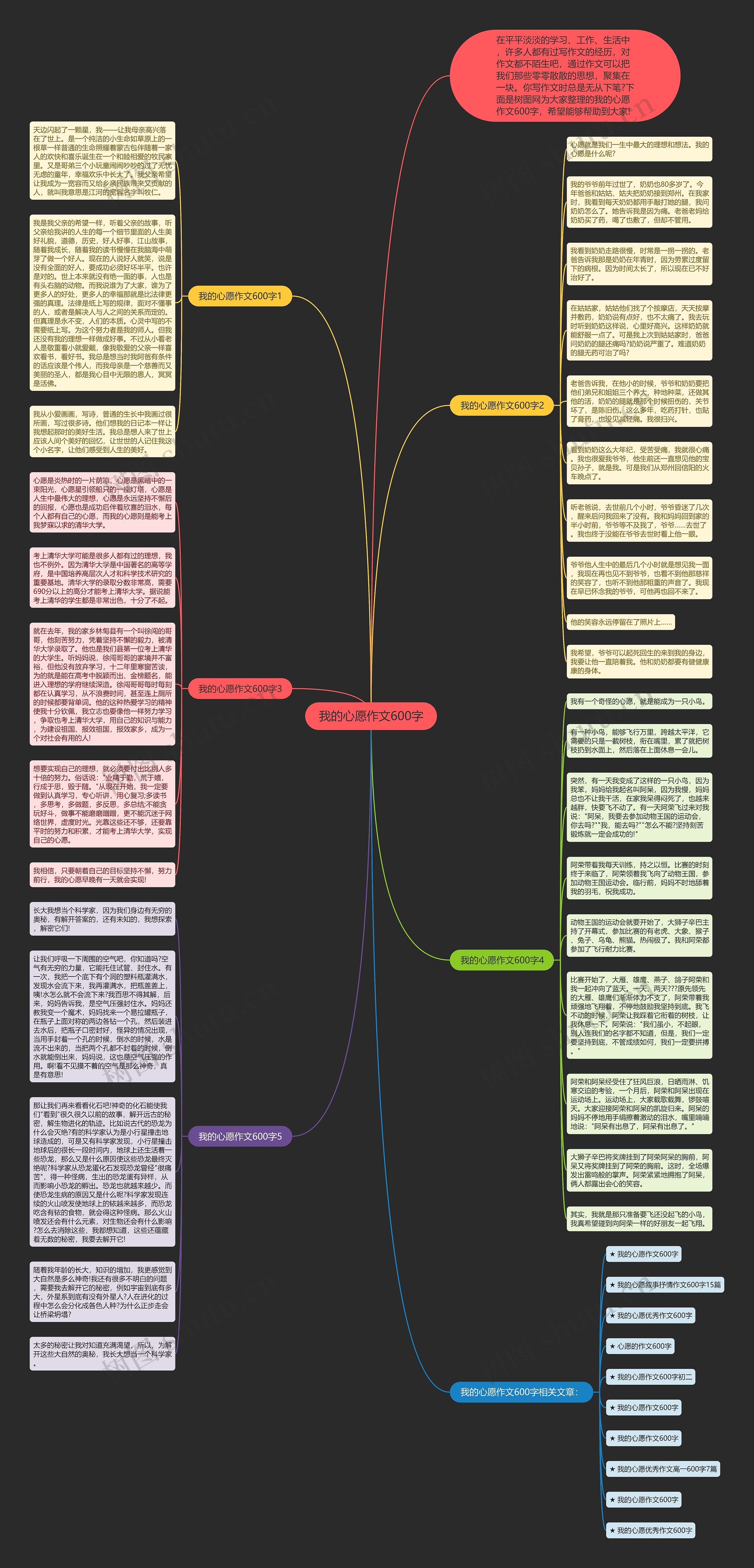 我的心愿作文600字思维导图