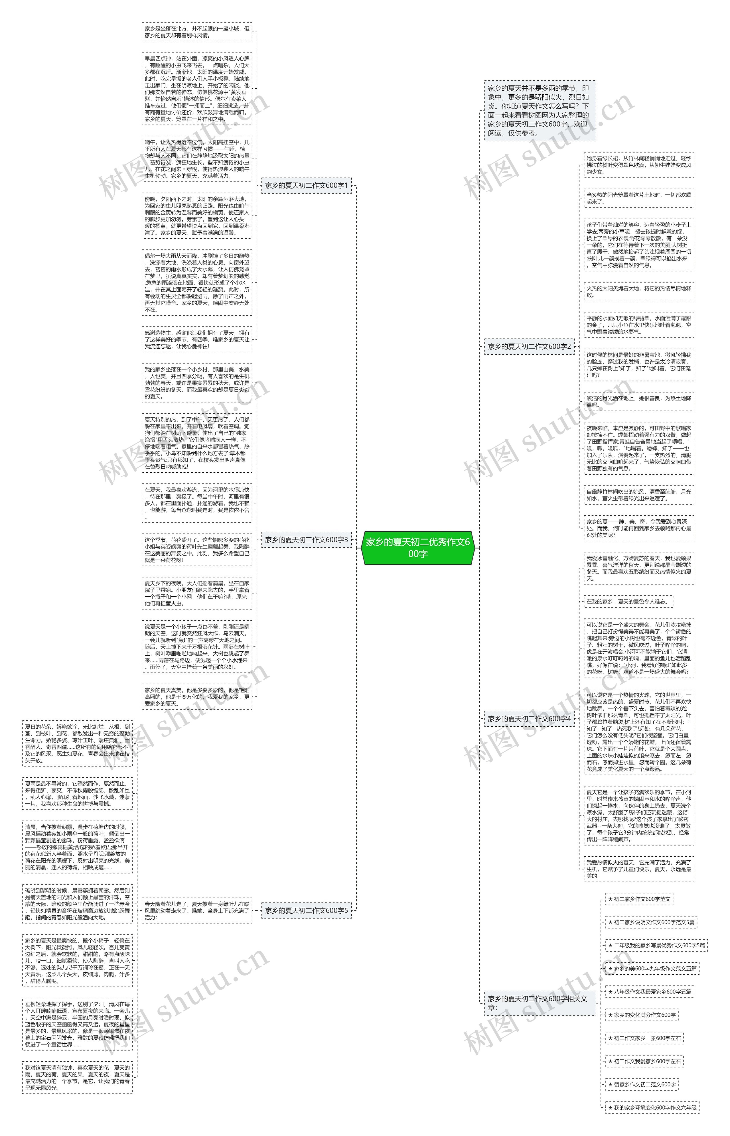 家乡的夏天初二优秀作文600字思维导图