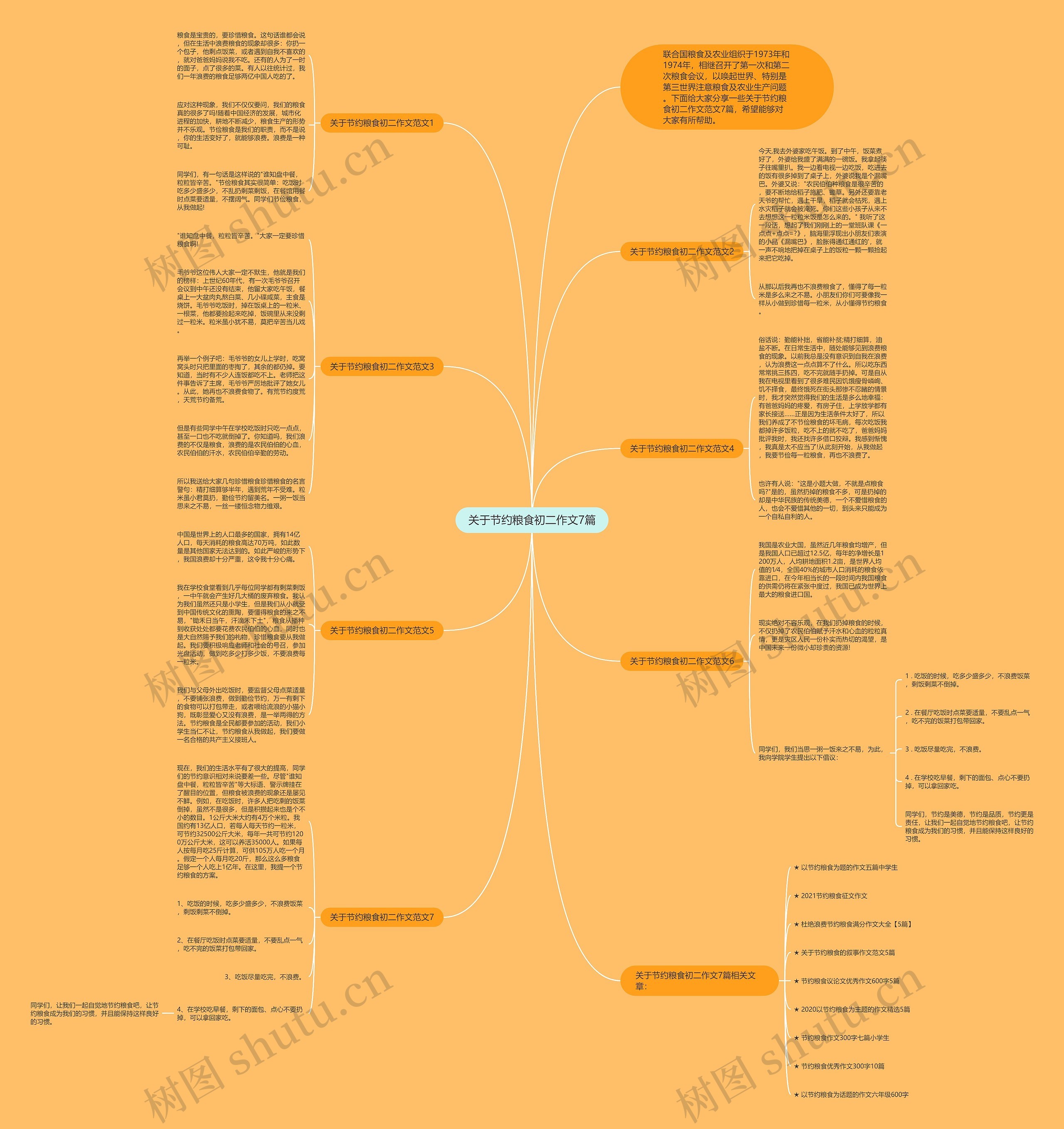 关于节约粮食初二作文7篇思维导图
