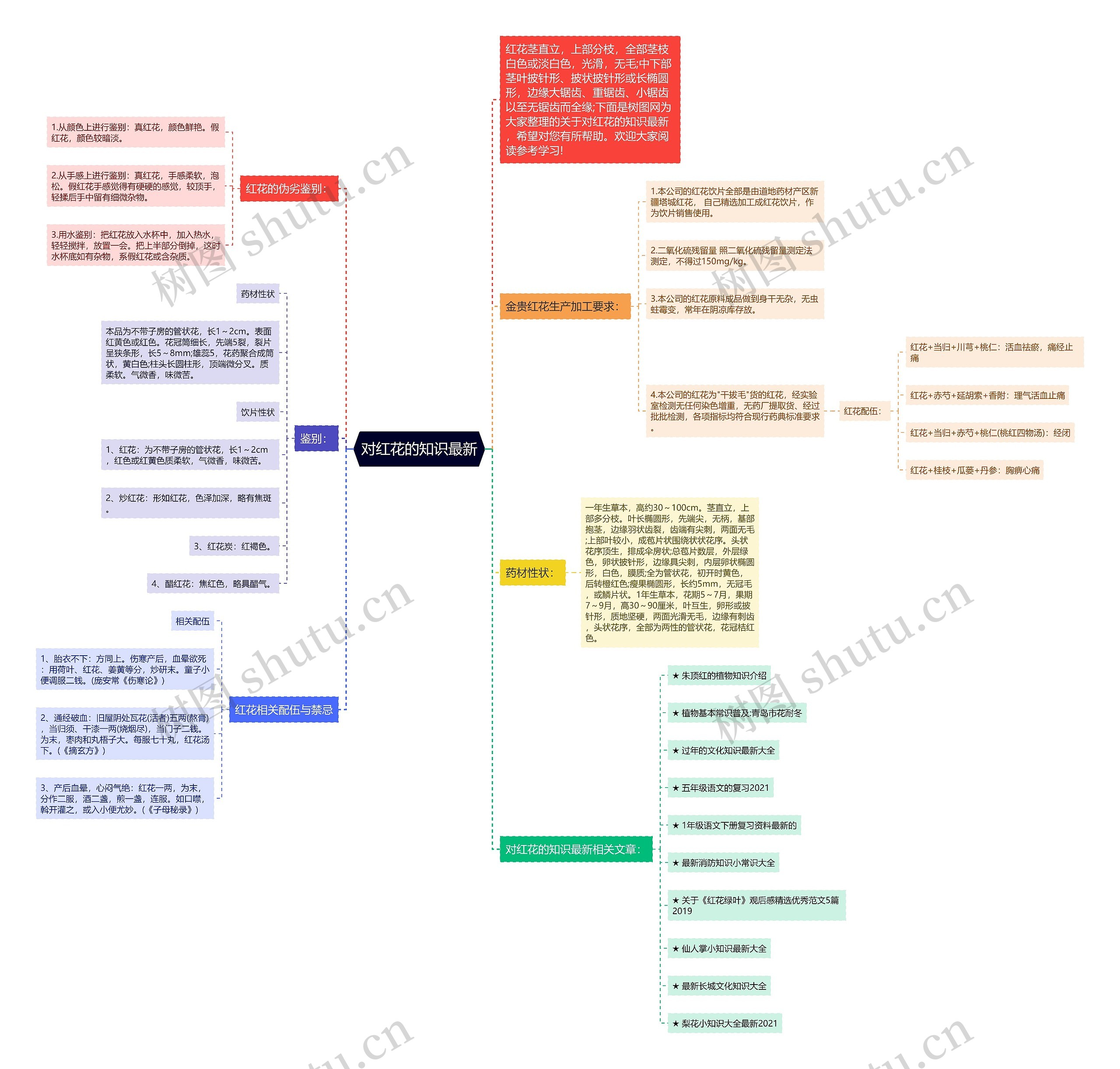 对红花的知识最新思维导图