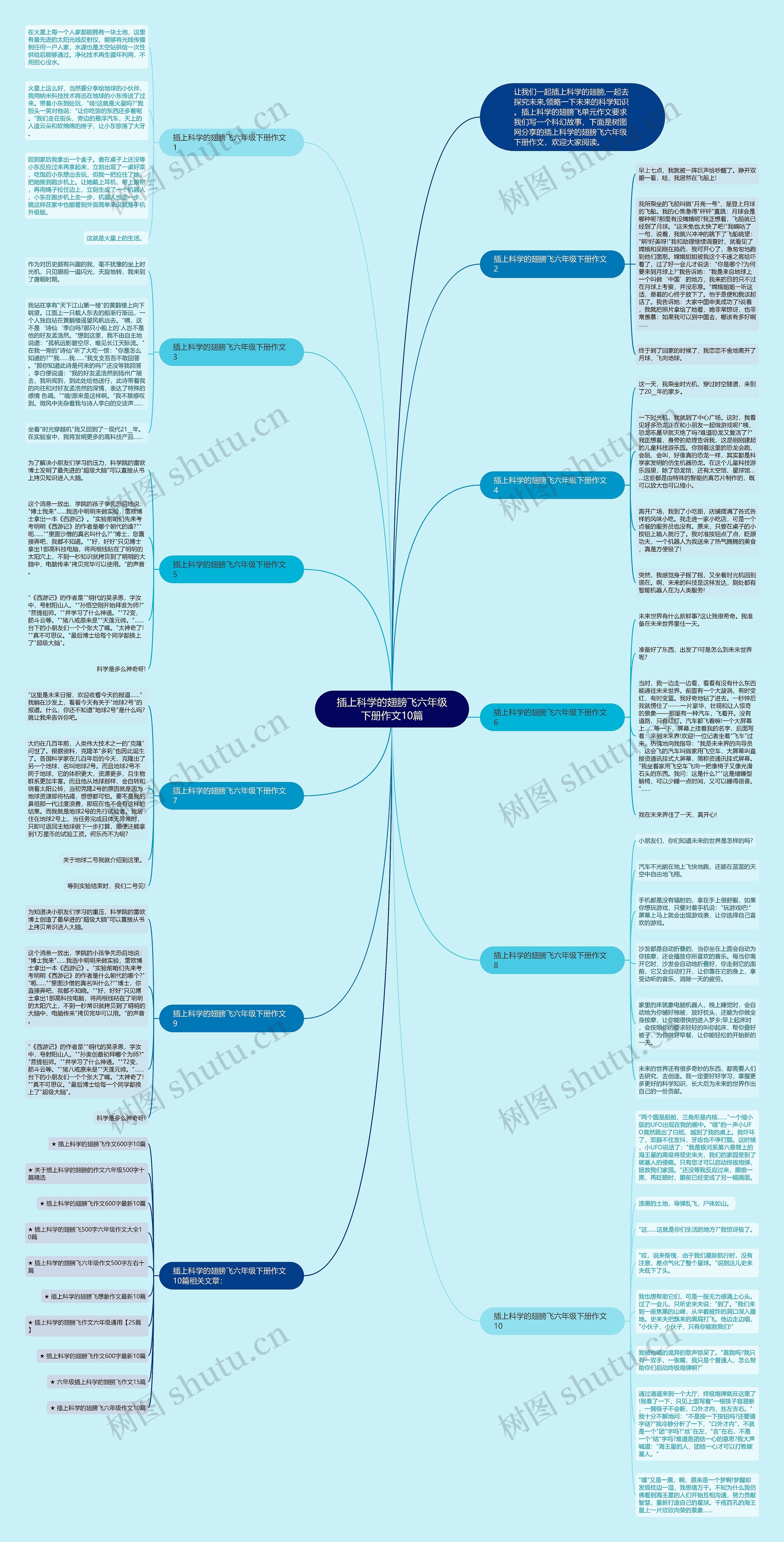 插上科学的翅膀飞六年级下册作文10篇思维导图