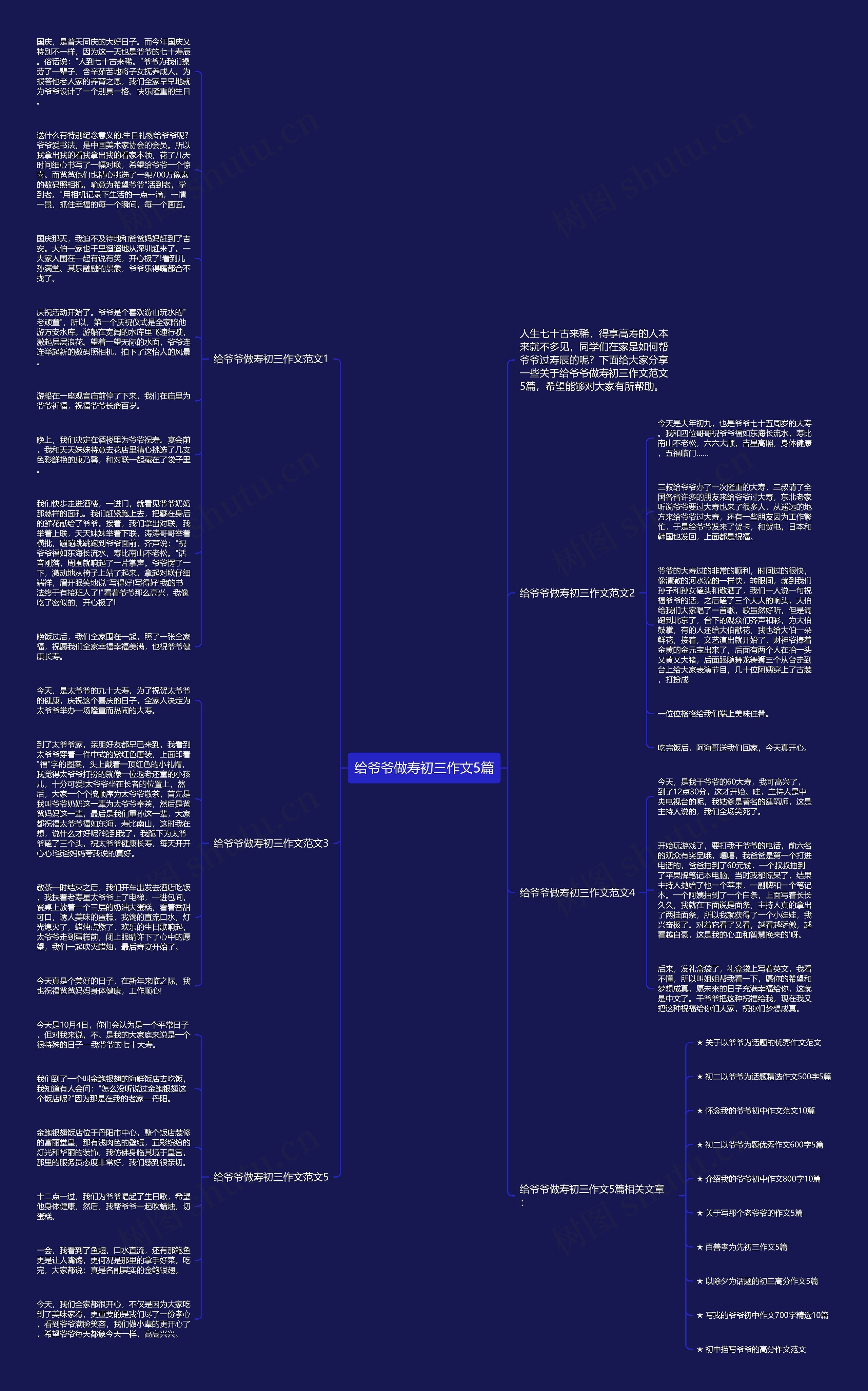 给爷爷做寿初三作文5篇思维导图