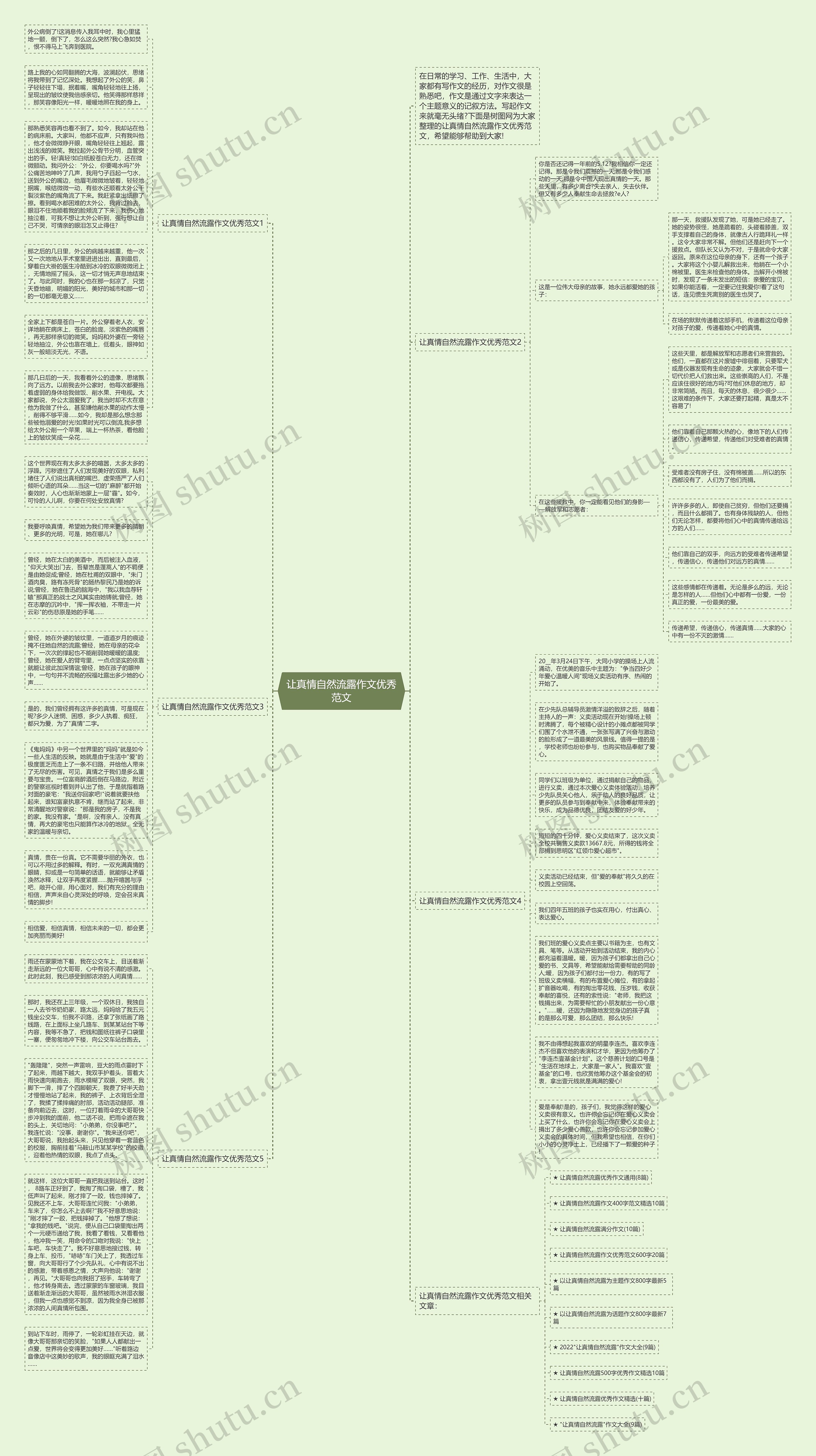 让真情自然流露作文优秀范文思维导图