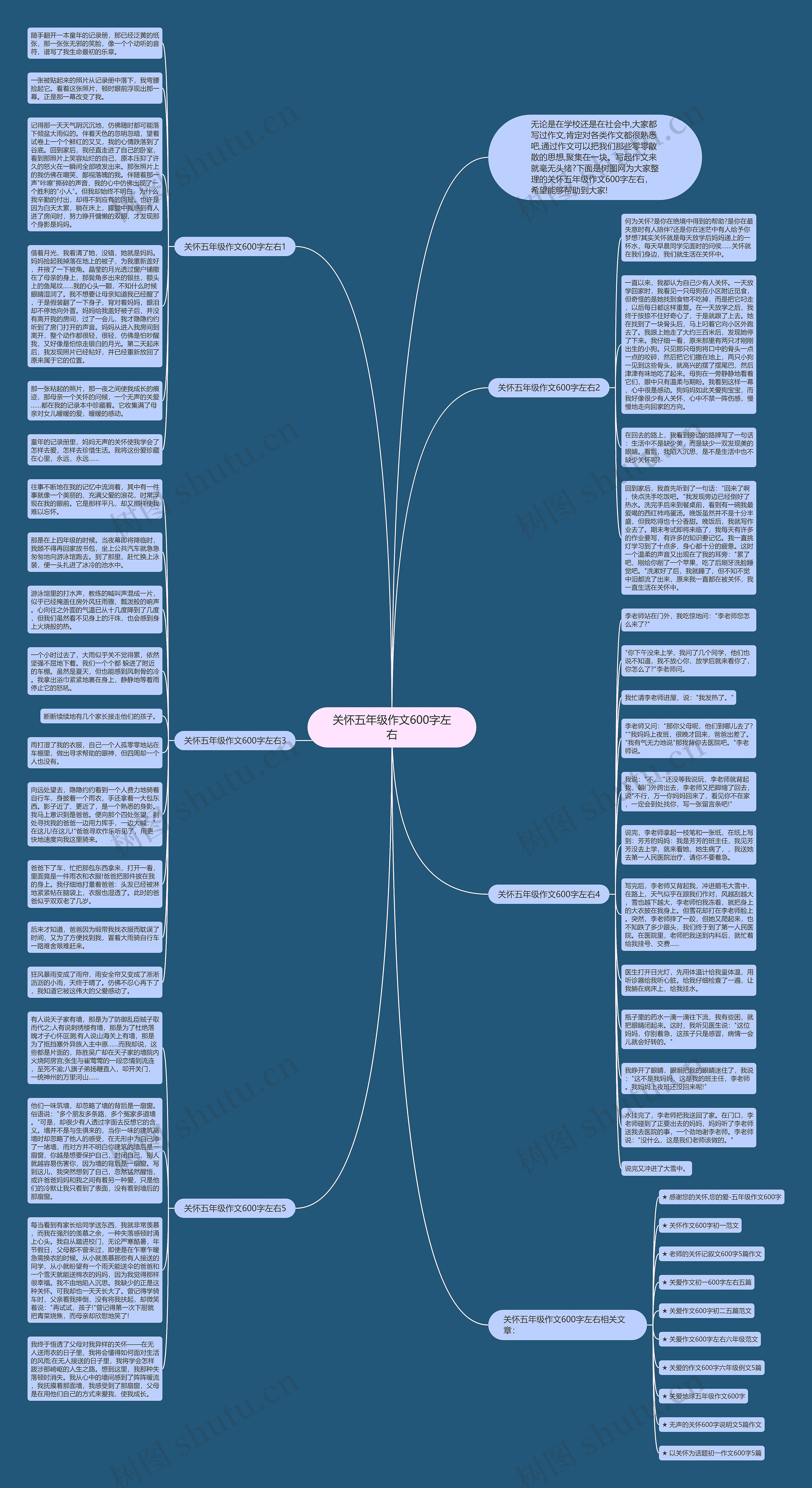 关怀五年级作文600字左右思维导图