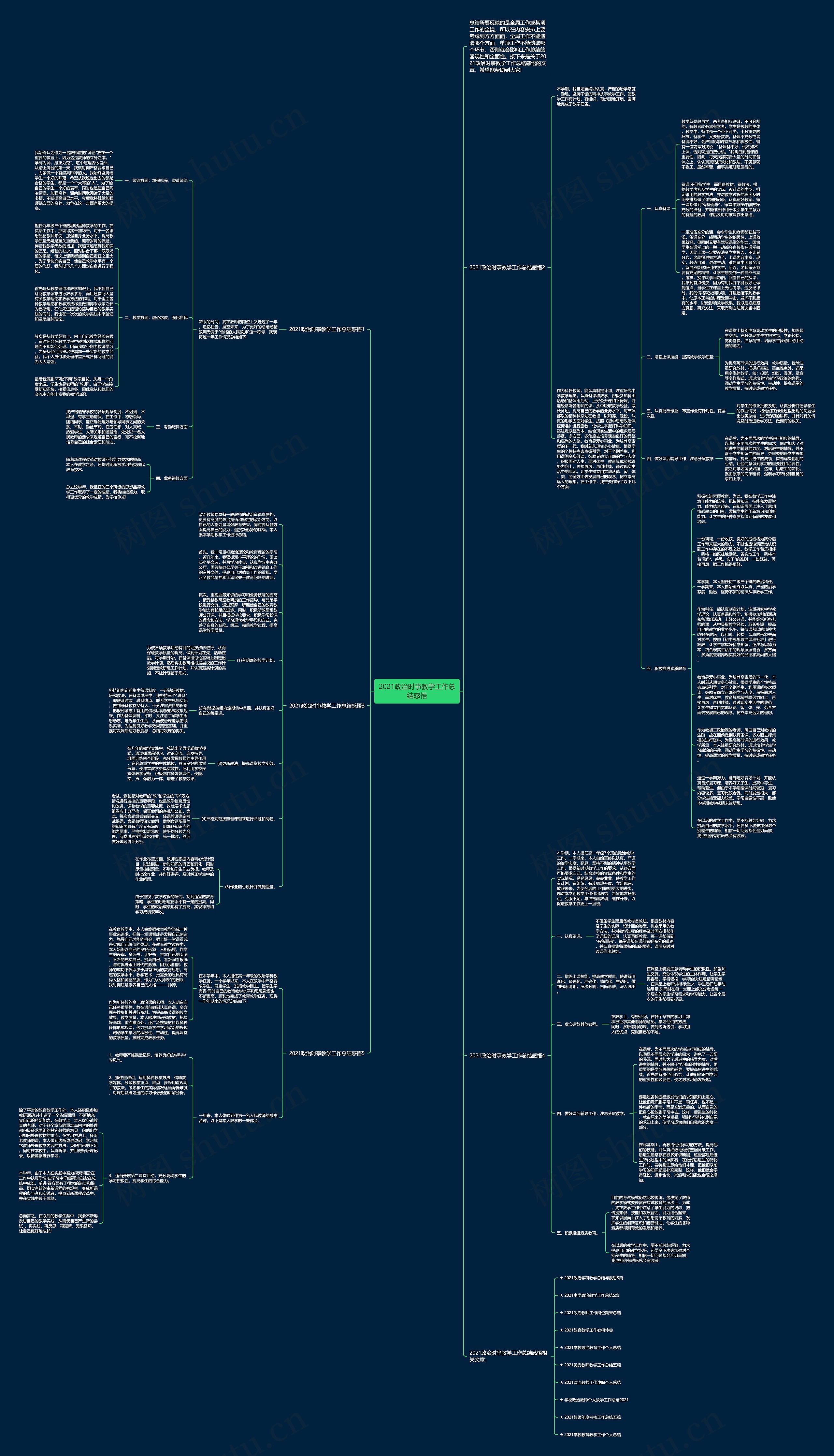 2021政治时亊教学工作总结感悟思维导图
