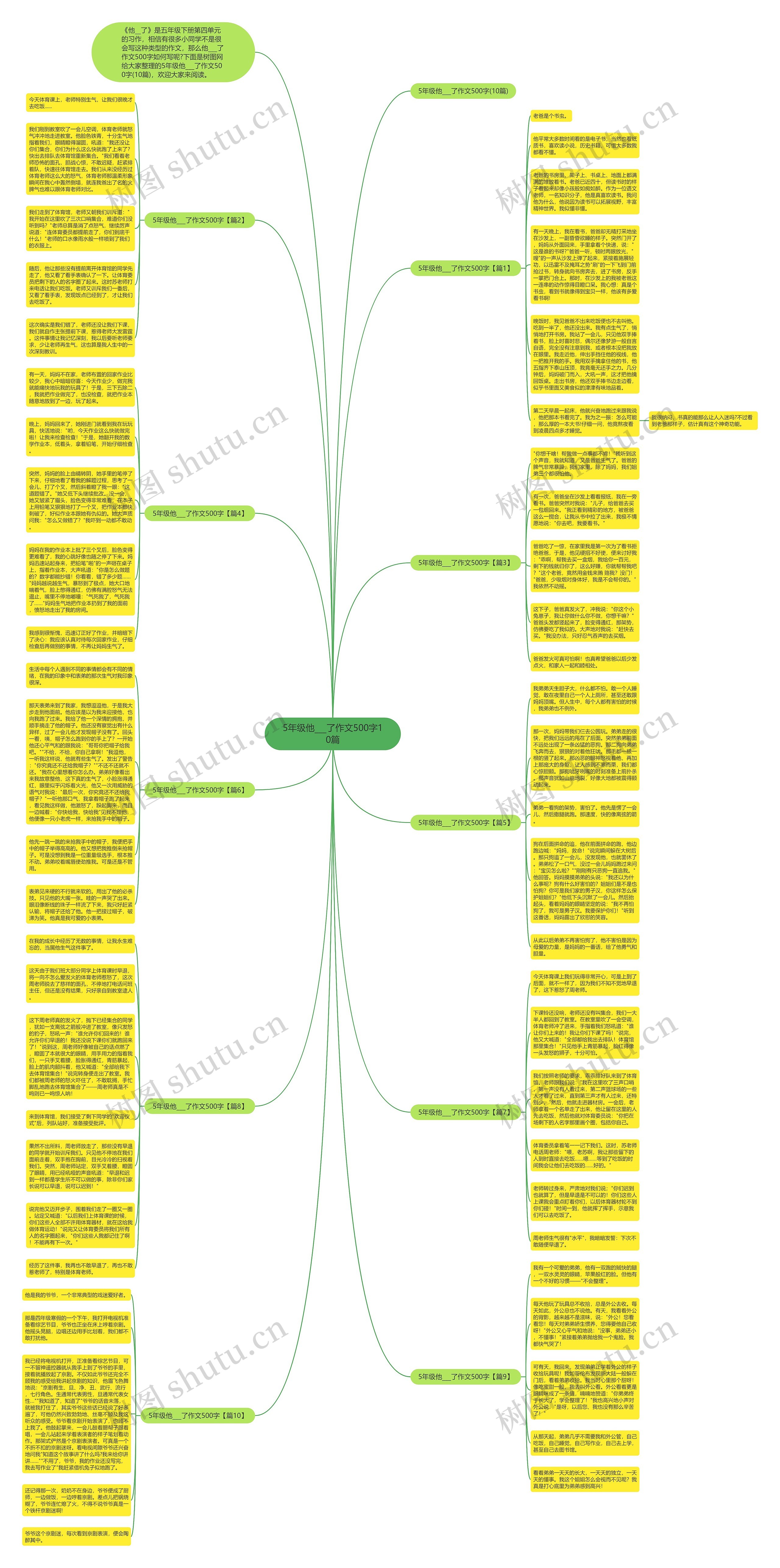 5年级他___了作文500字10篇思维导图