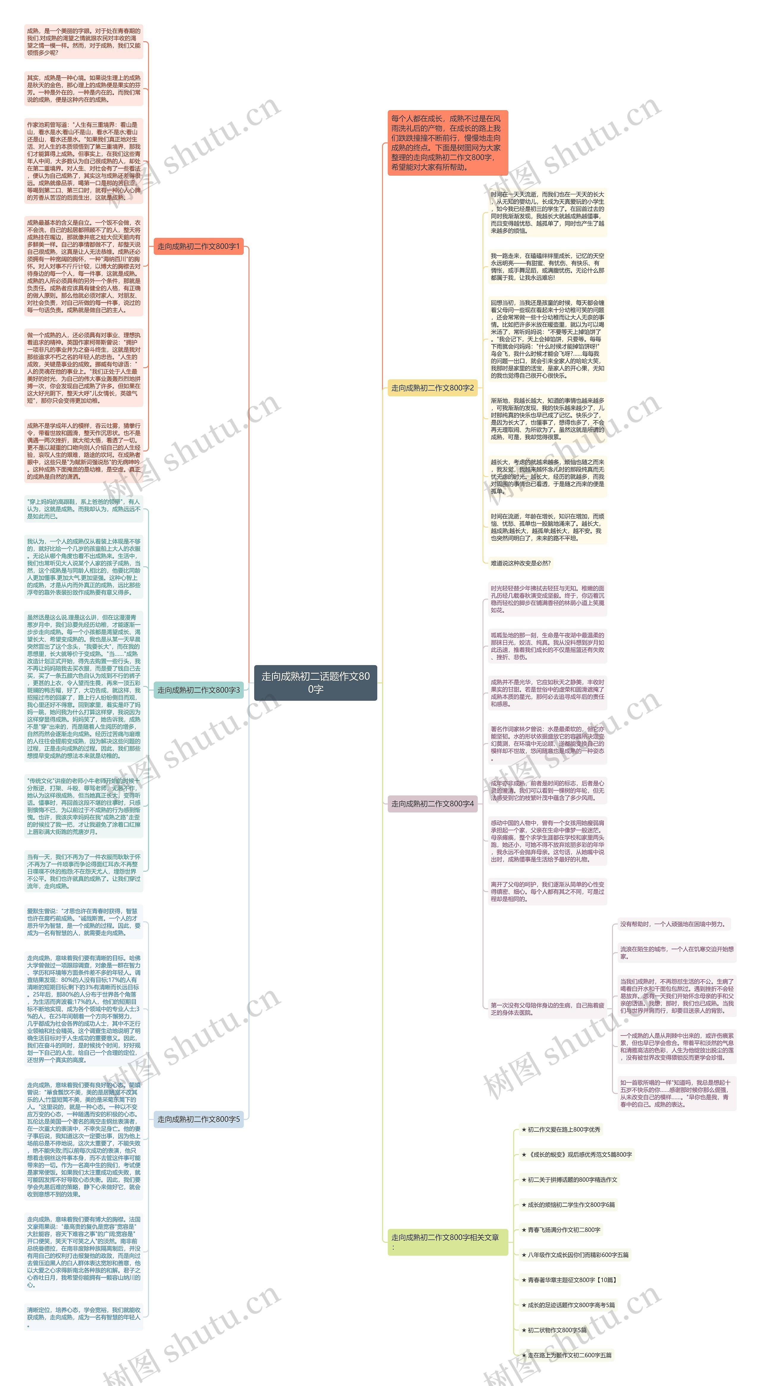 走向成熟初二话题作文800字思维导图