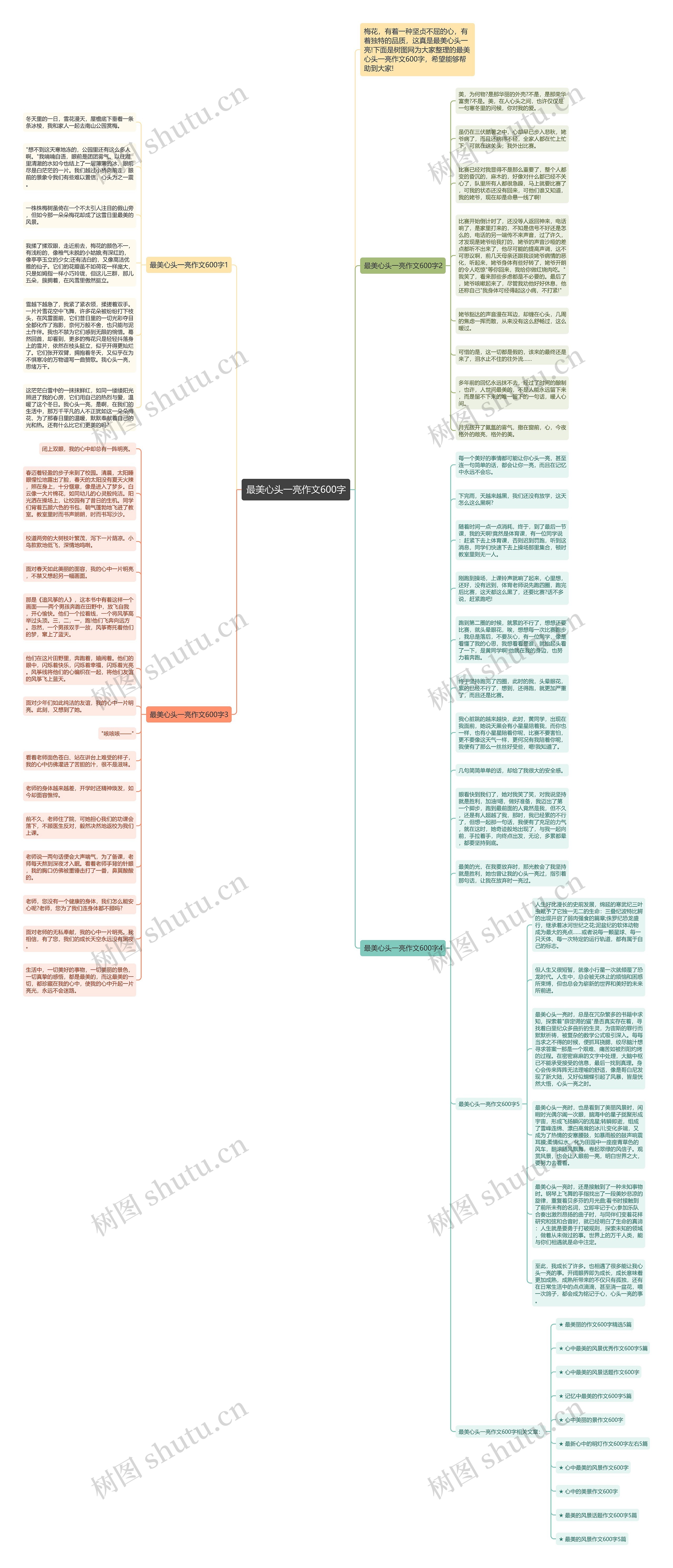 最美心头一亮作文600字思维导图