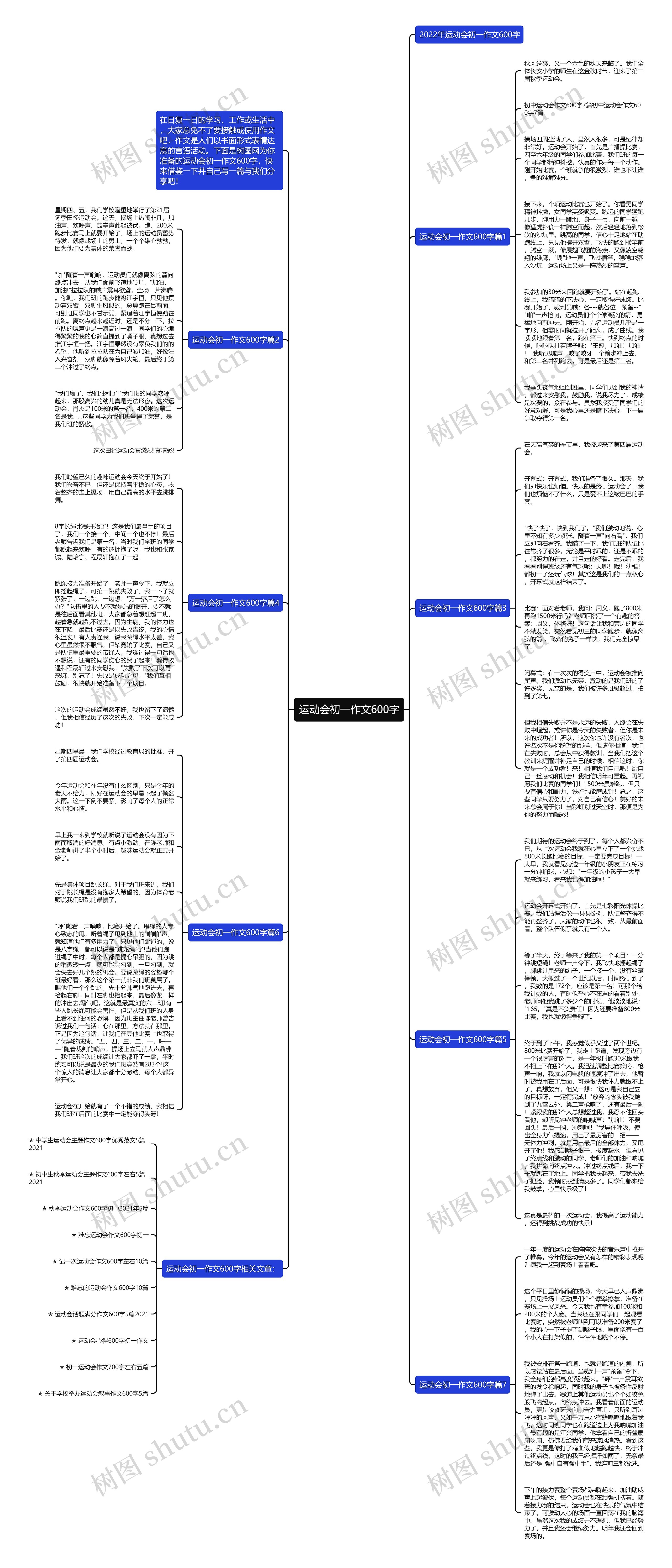 运动会初一作文600字思维导图