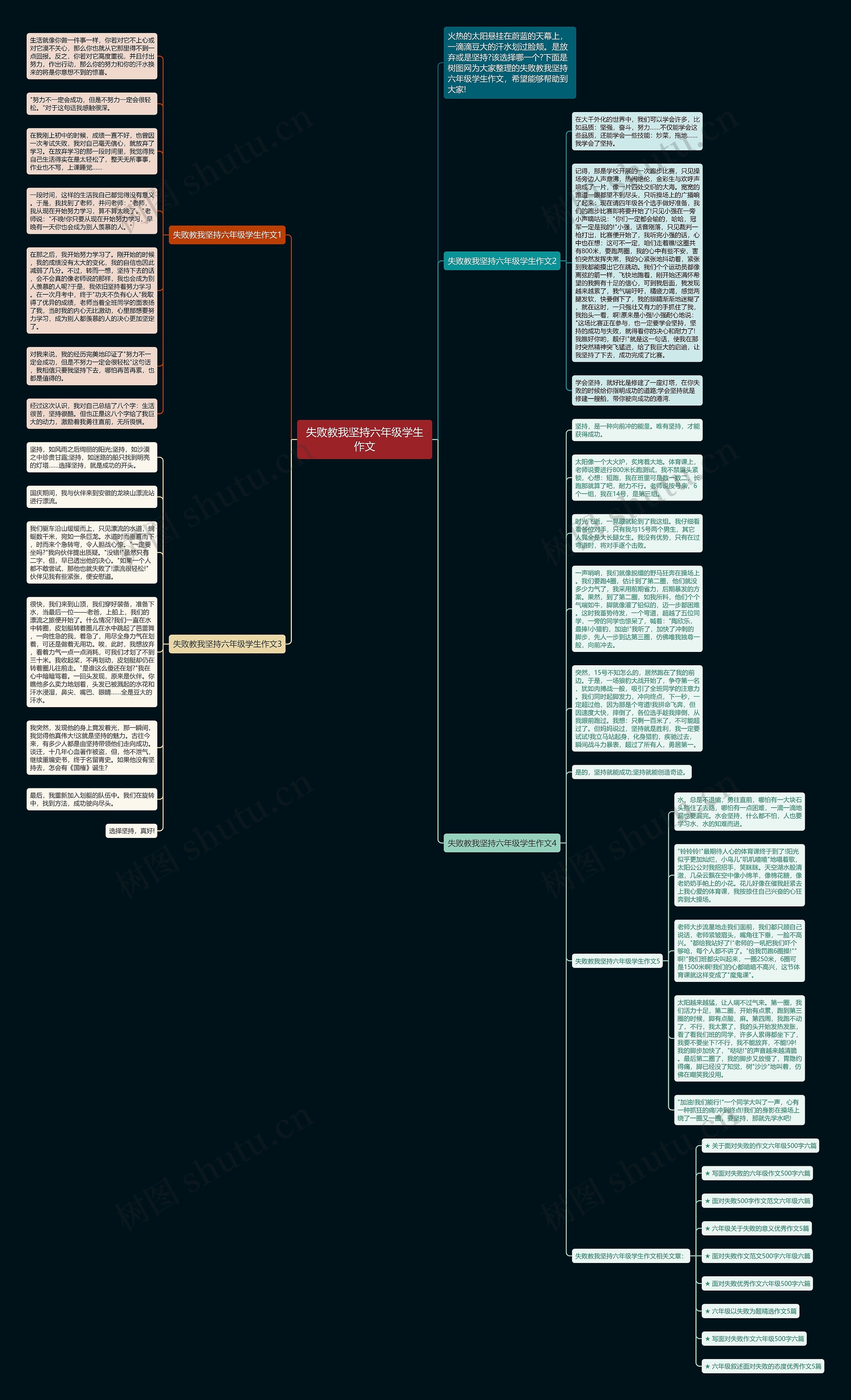 失败教我坚持六年级学生作文思维导图