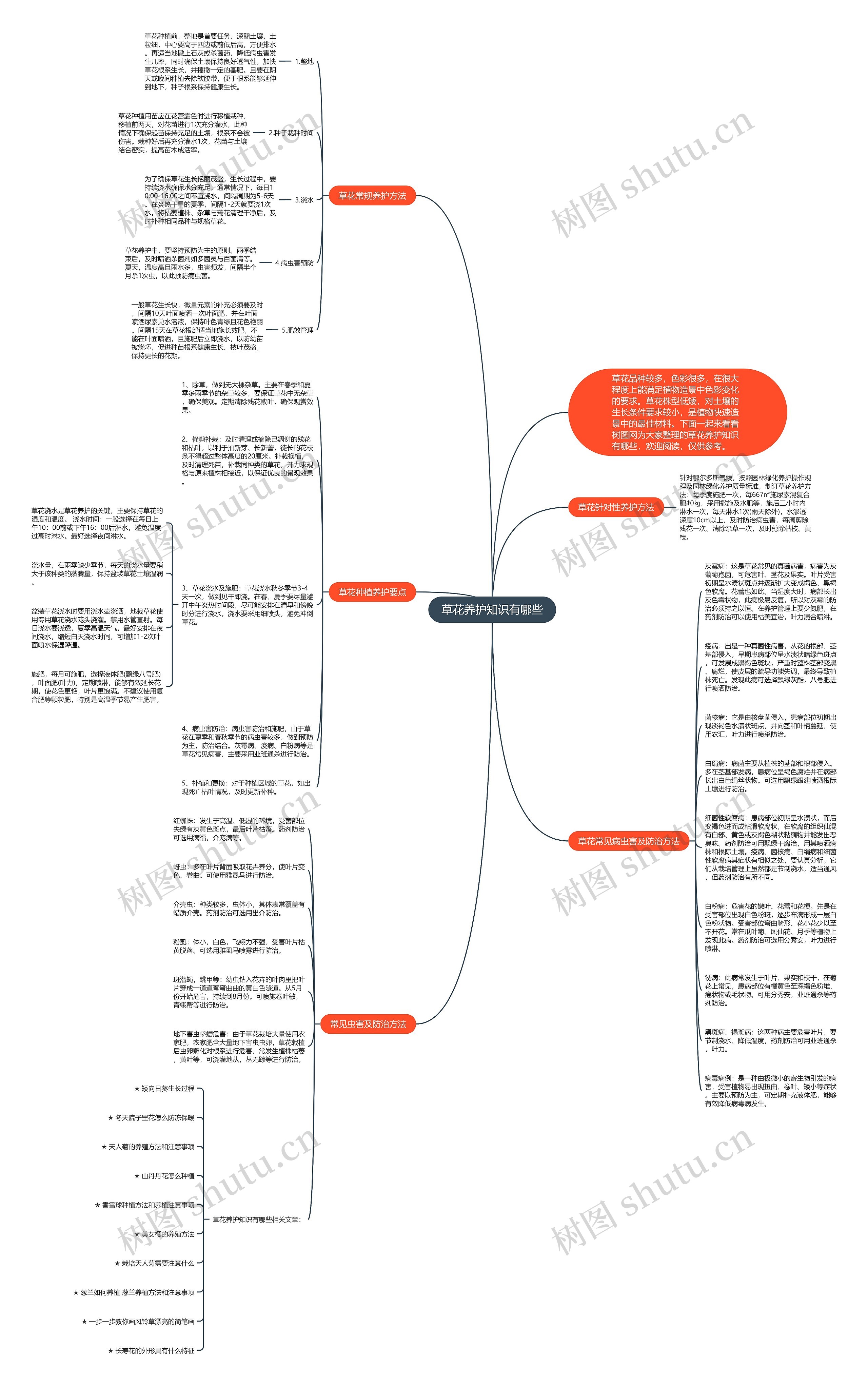 草花养护知识有哪些思维导图