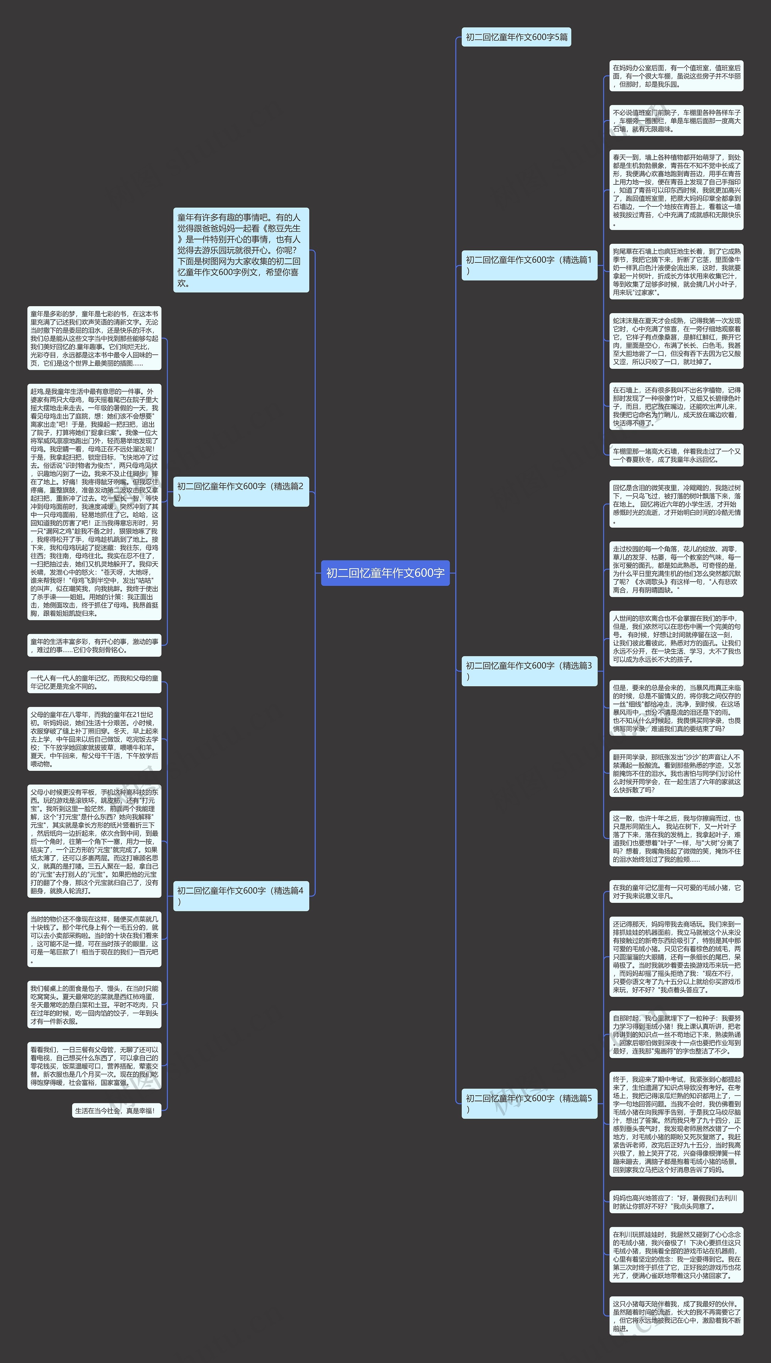 初二回忆童年作文600字思维导图
