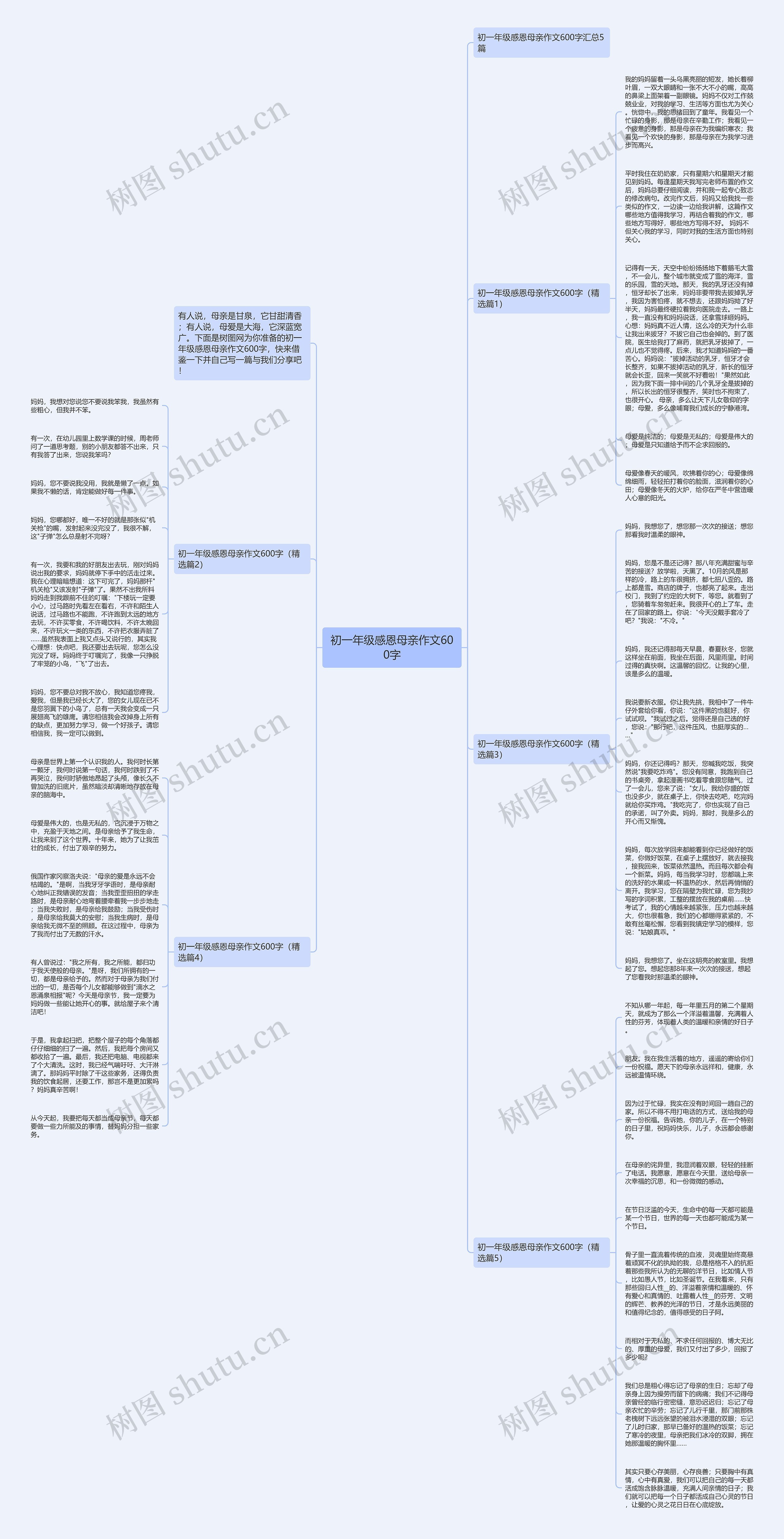 初一年级感恩母亲作文600字思维导图