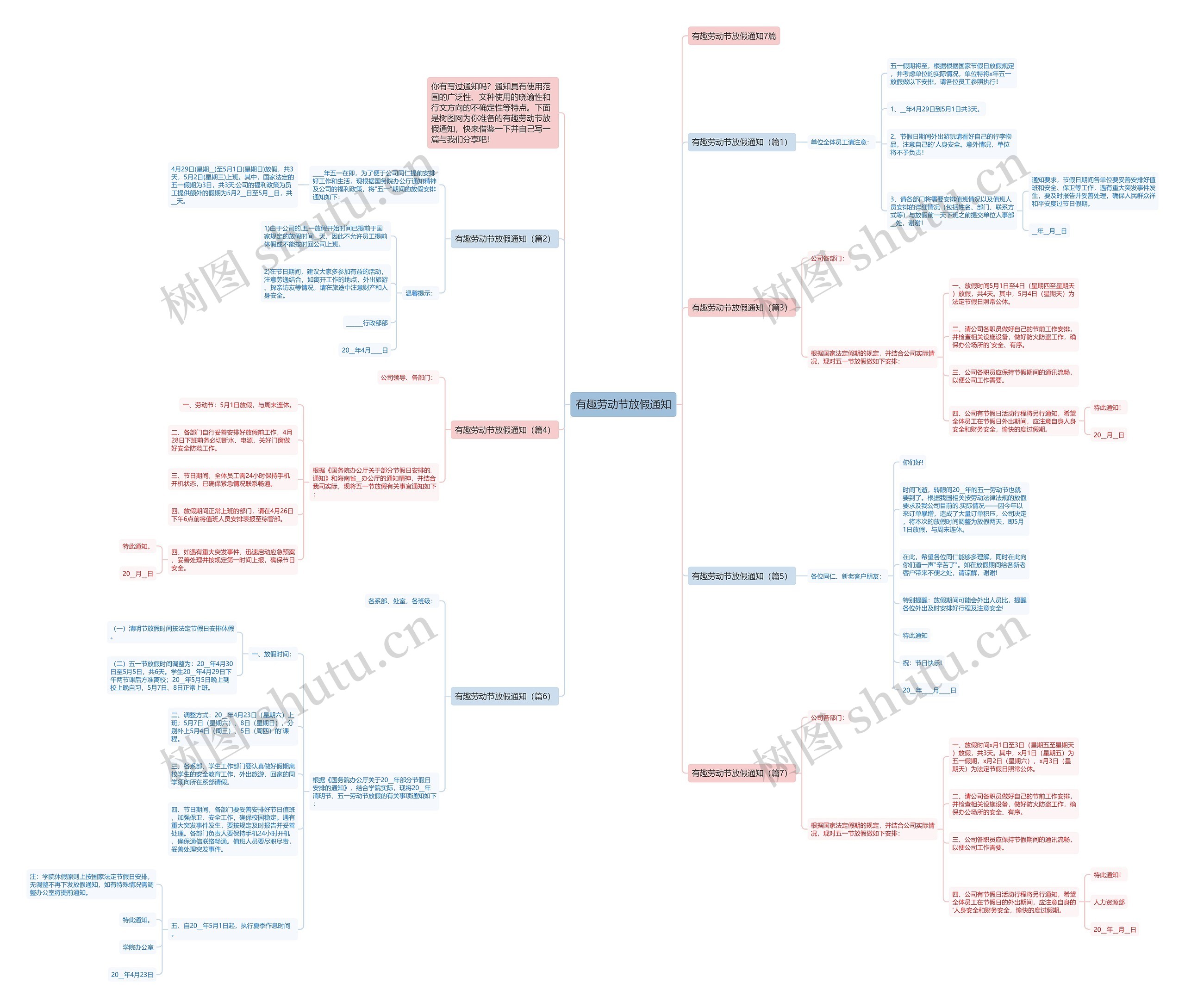 有趣劳动节放假通知思维导图高清图 有趣劳动节放假通知思维导图