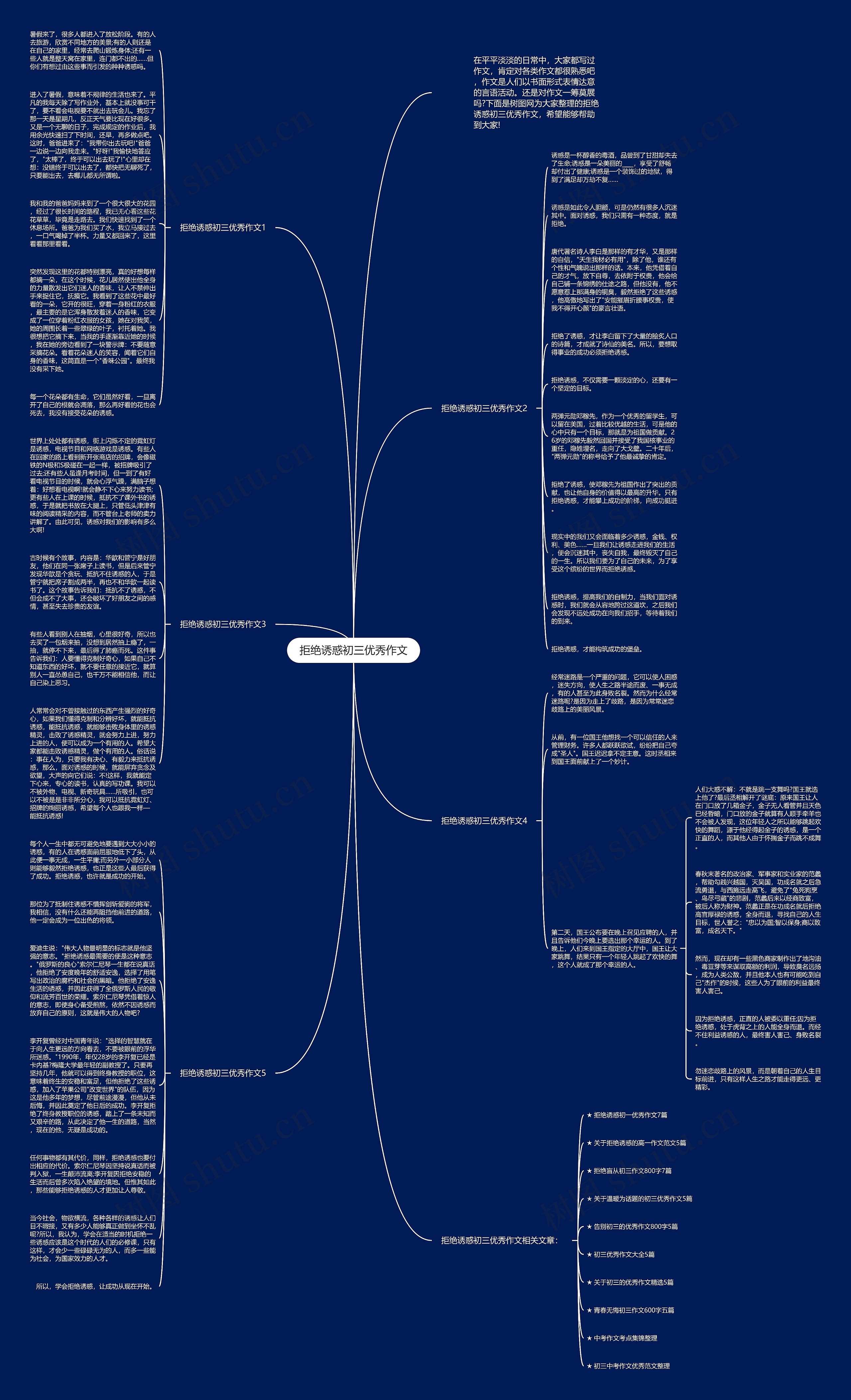 拒绝诱惑初三优秀作文思维导图