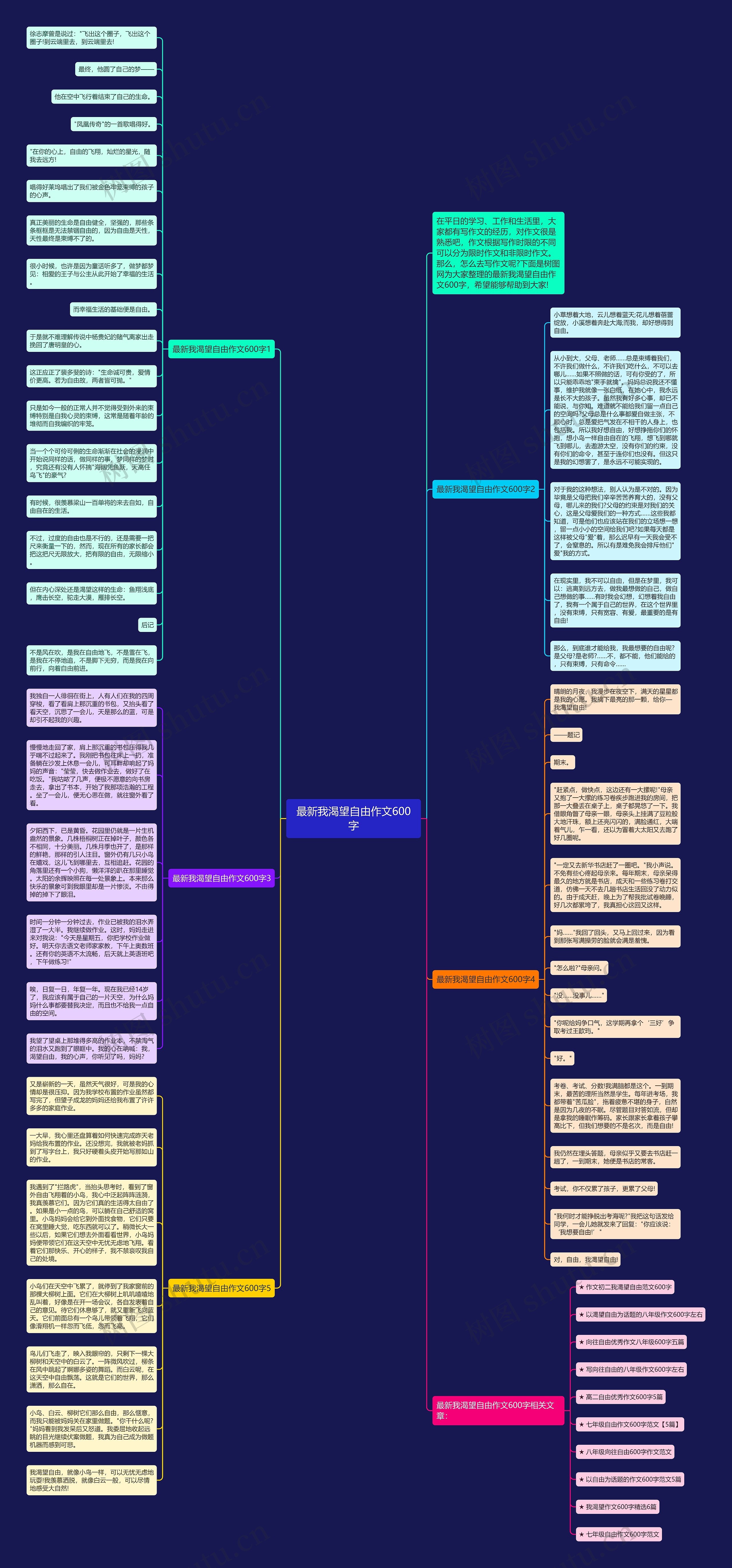 最新我渴望自由作文600字思维导图