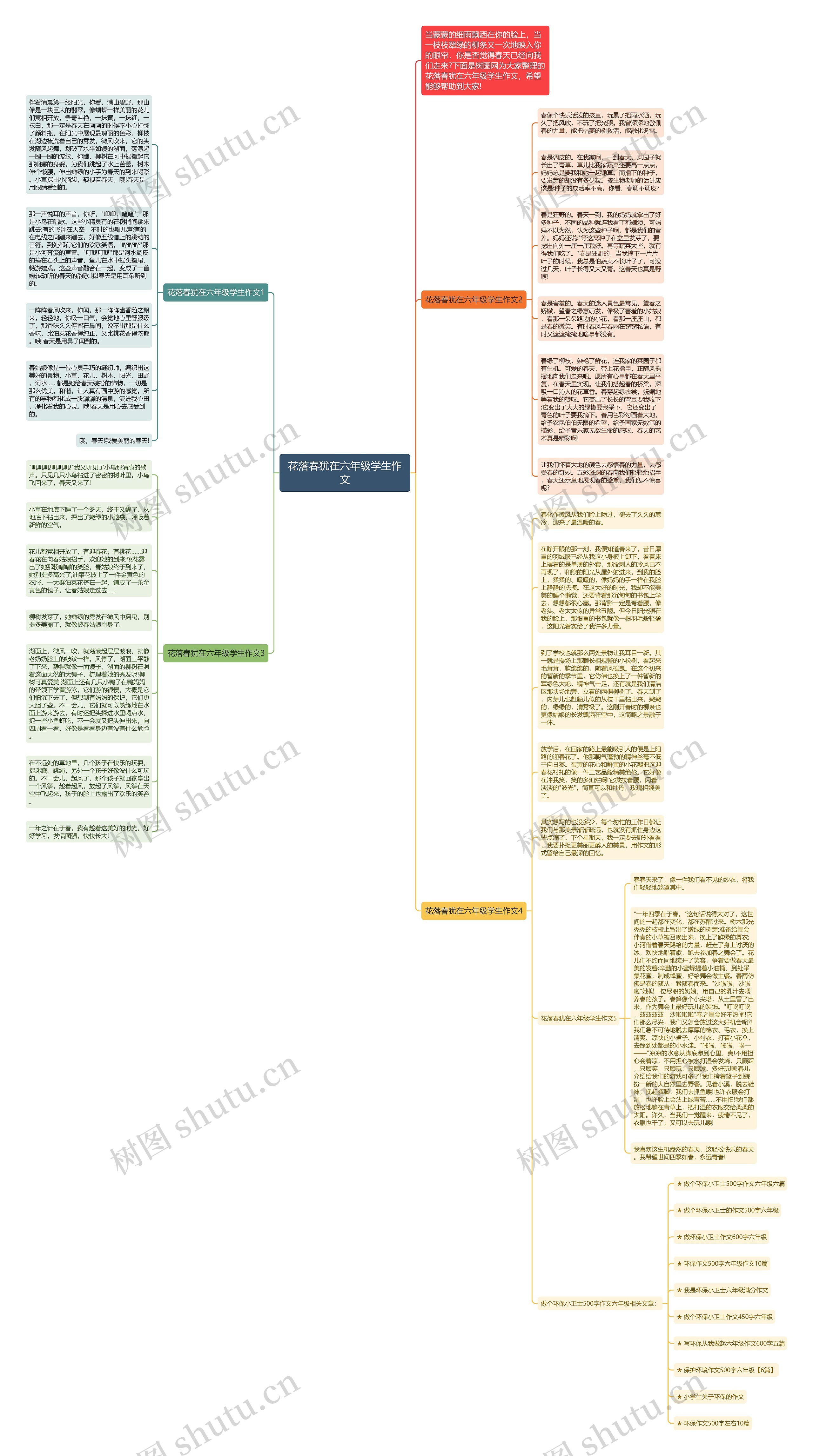 花落春犹在六年级学生作文思维导图
