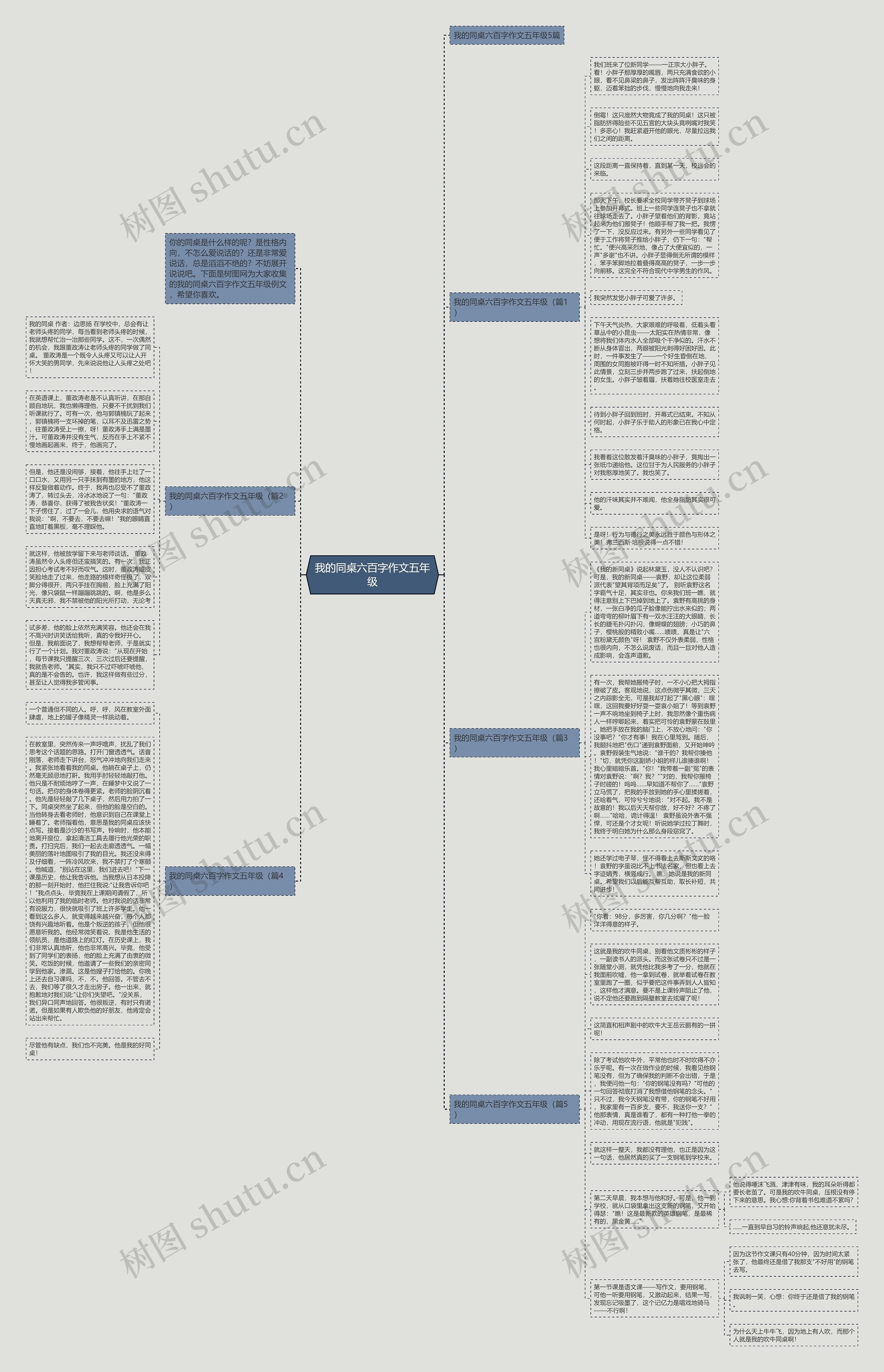 我的同桌六百字作文五年级思维导图