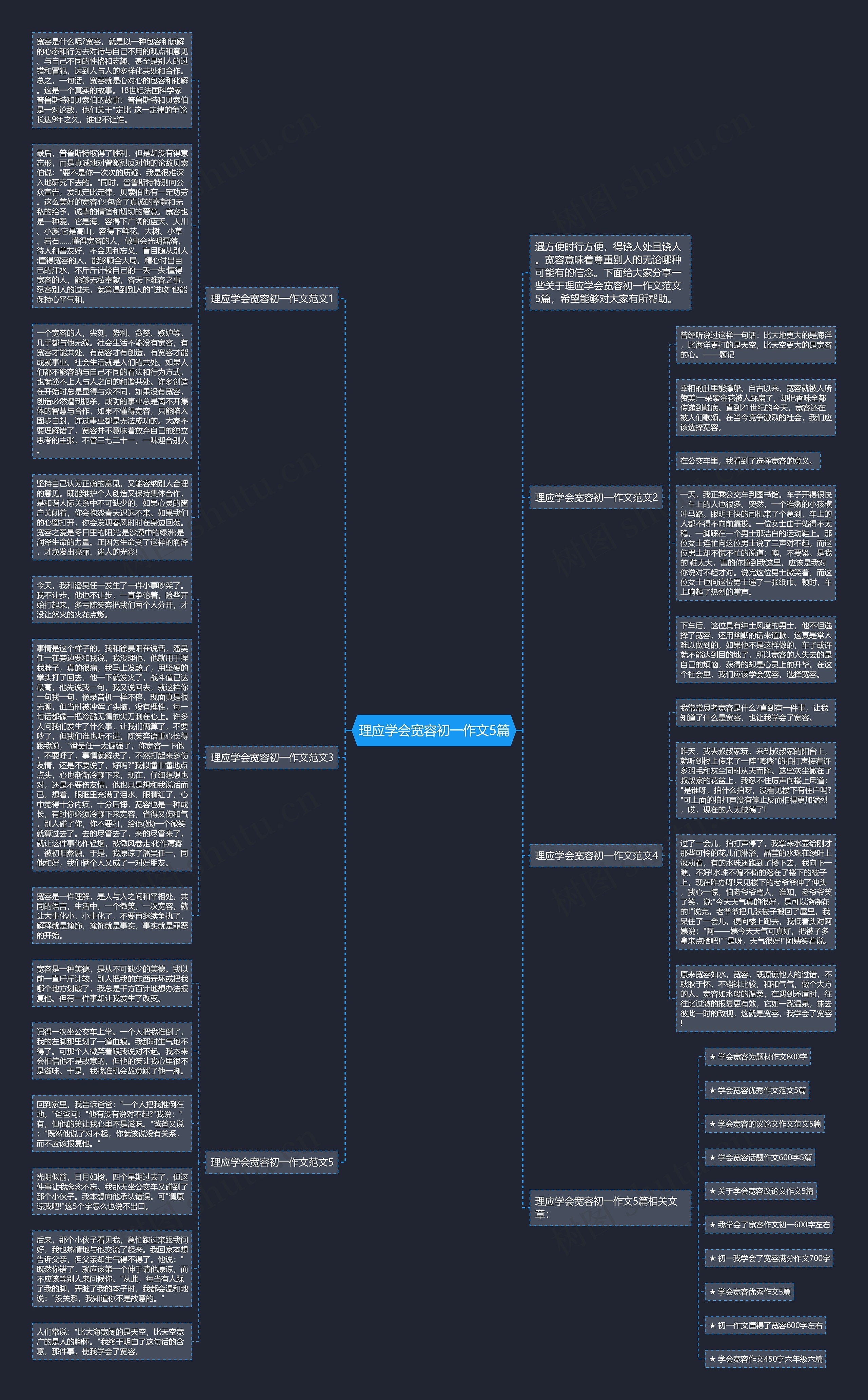 理应学会宽容初一作文5篇思维导图