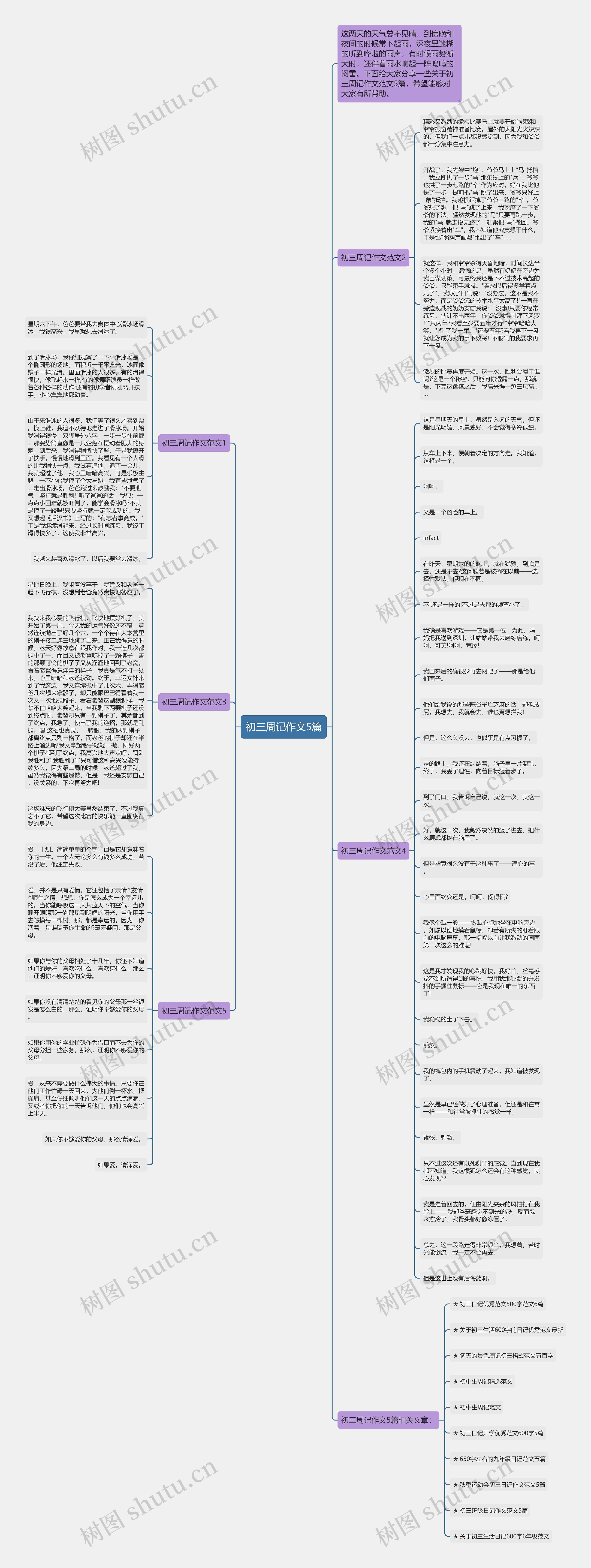 初三周记作文5篇思维导图