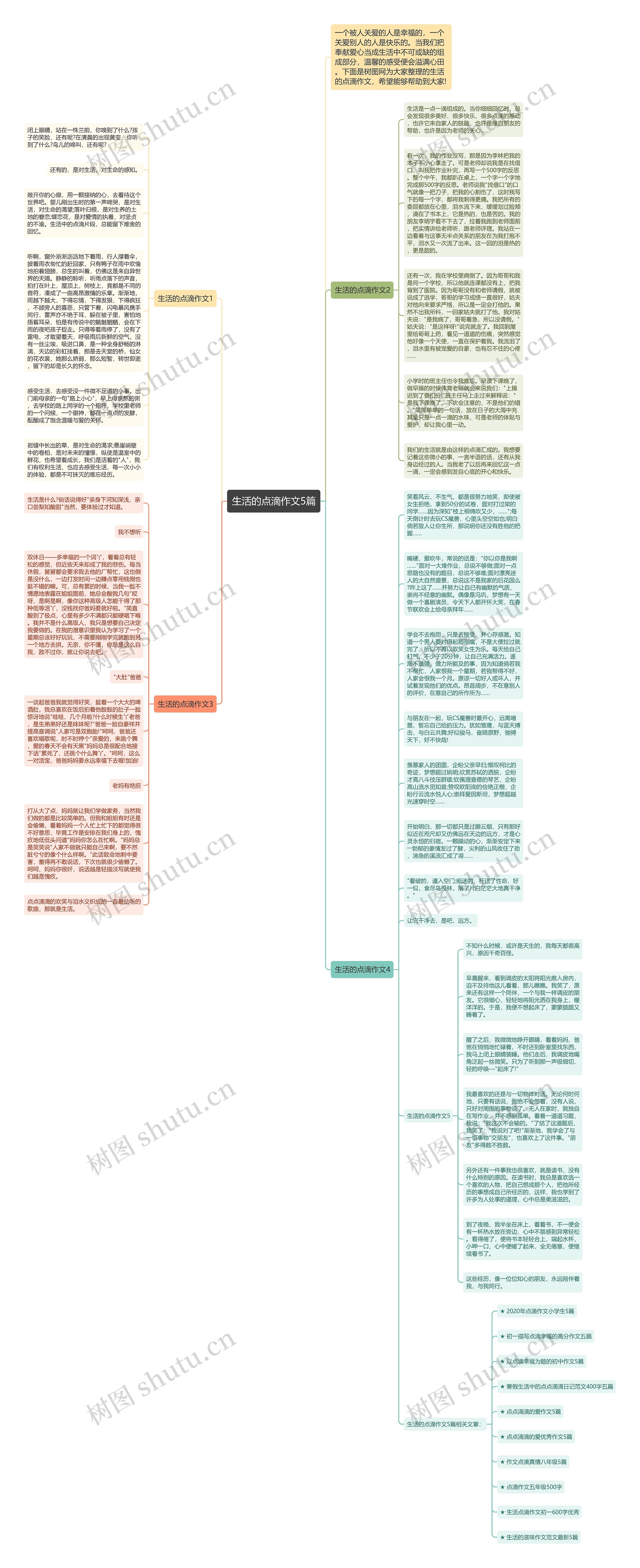 生活的点滴作文5篇思维导图