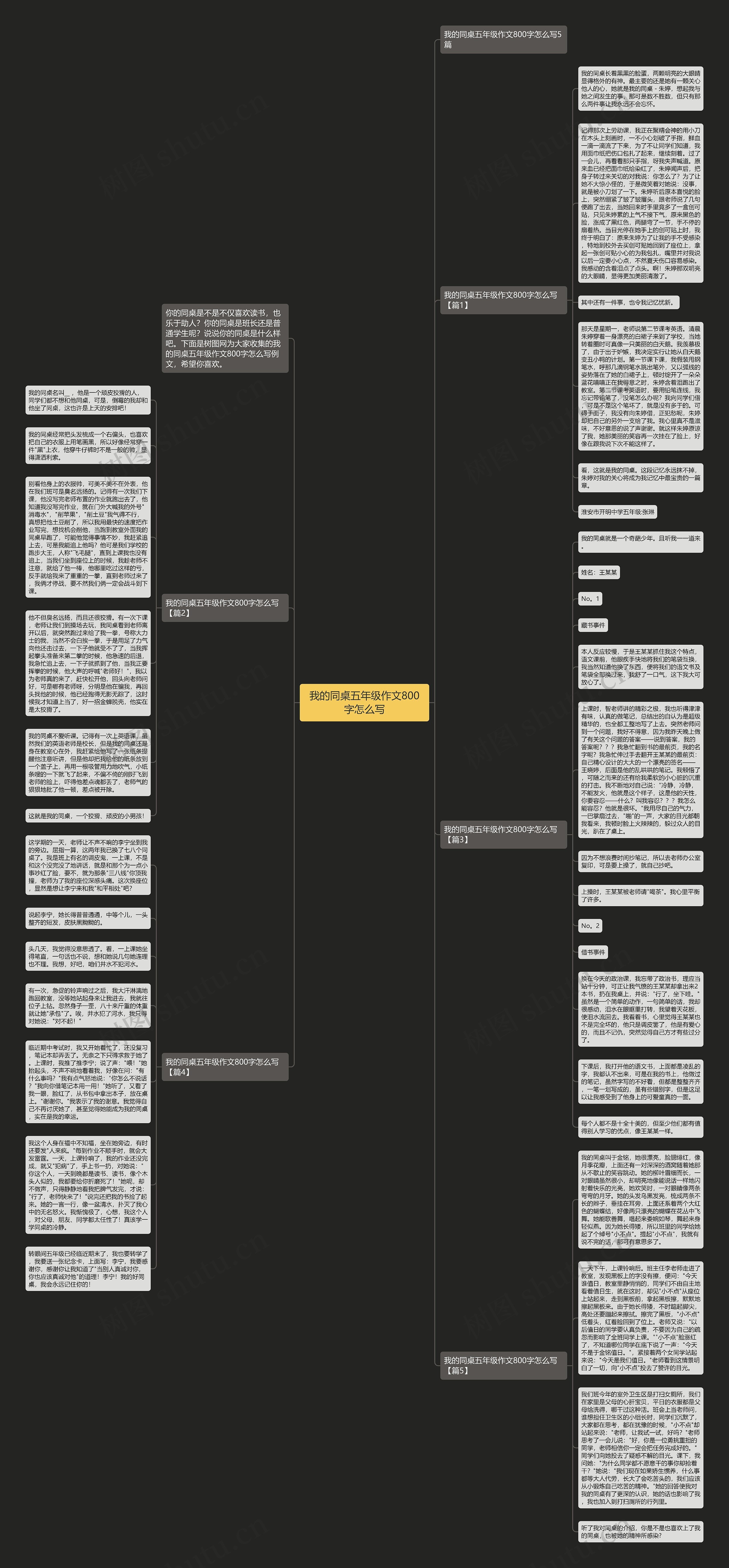 我的同桌五年级作文800字怎么写思维导图